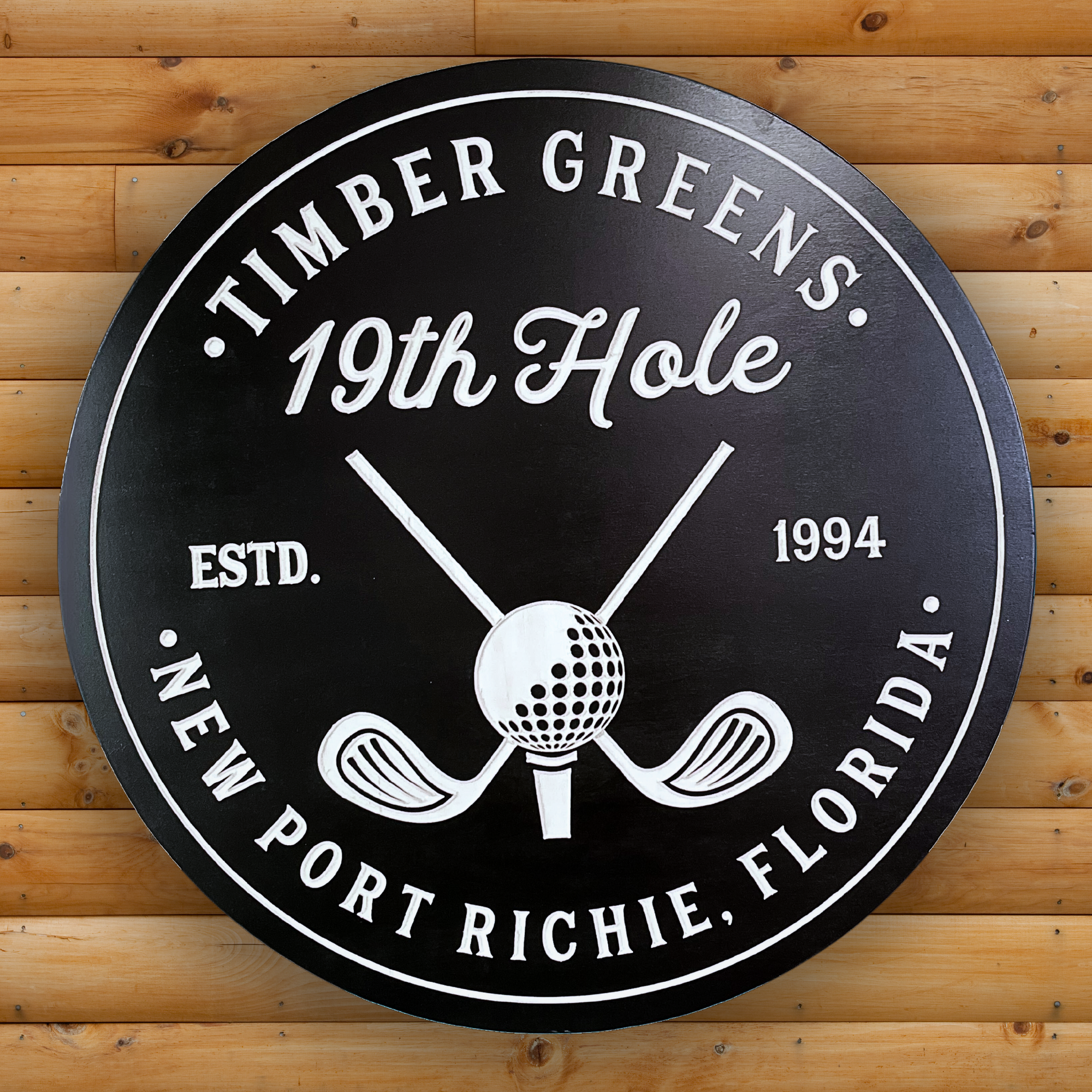 19th Hole Golf Sign, Customized carved wooden sign for home decor or gift.