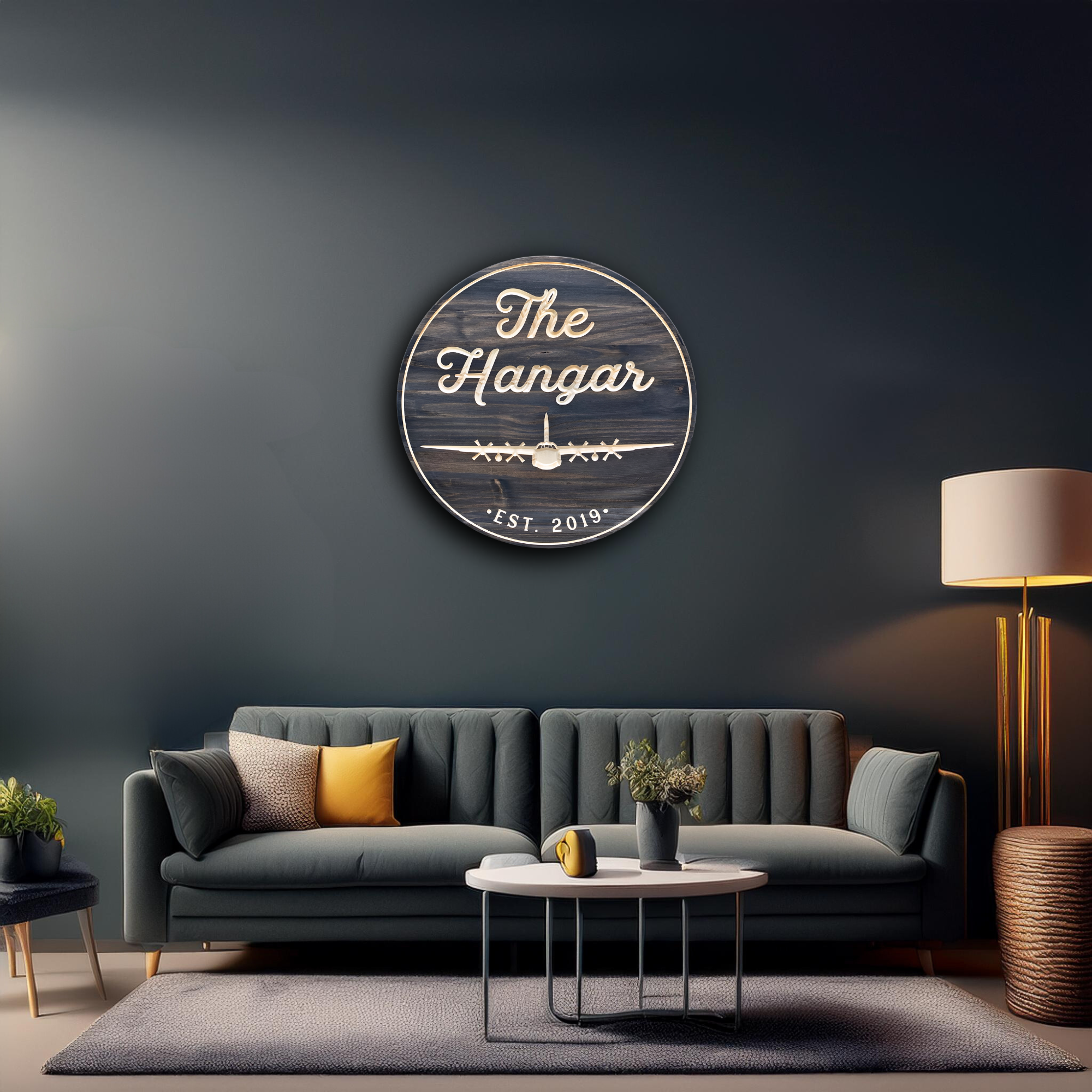 The Hanger - Airplane Sign, Customized carved wooden sign for home decor or gift.