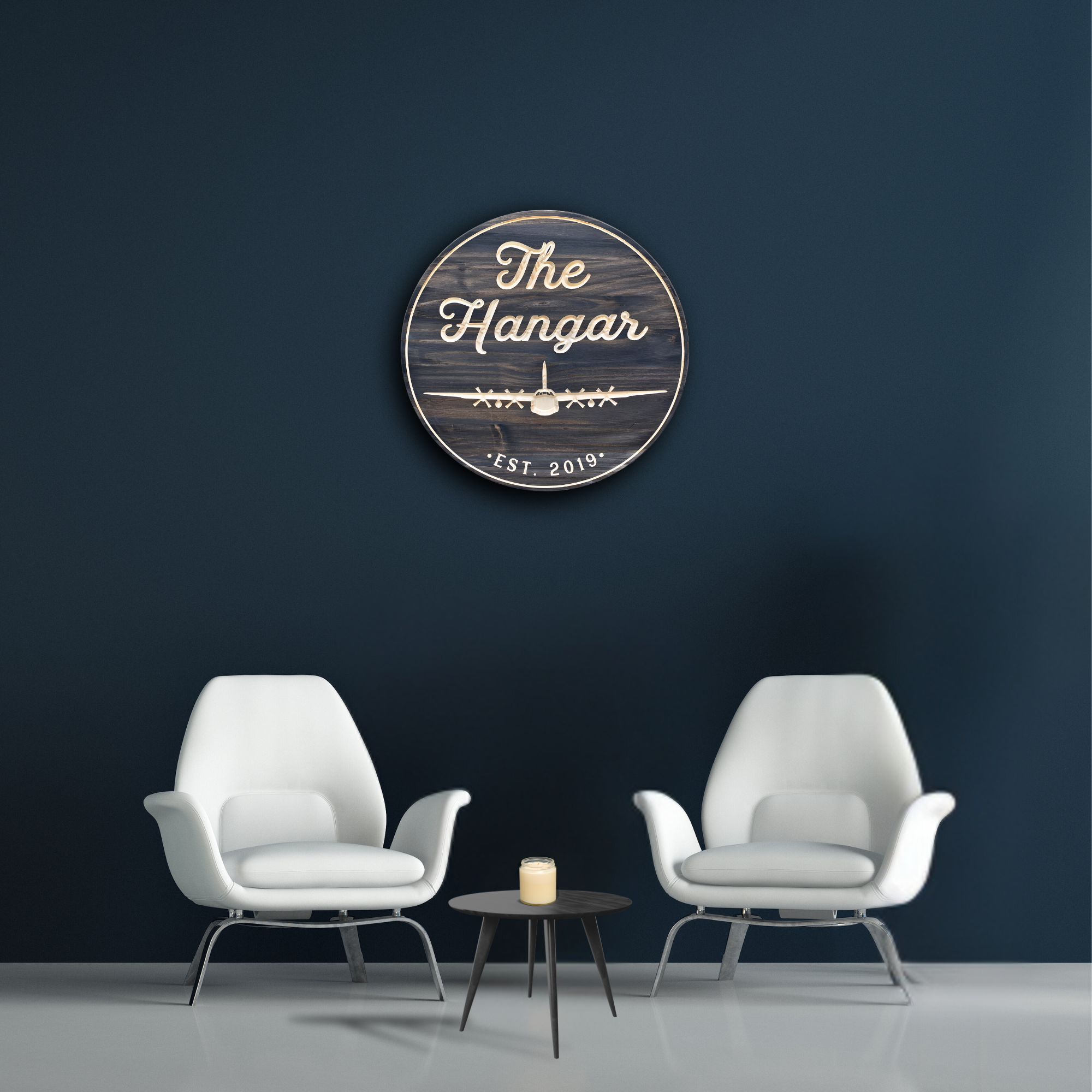 The Hanger - Airplane Sign, Customized carved wooden sign for home decor or gift.