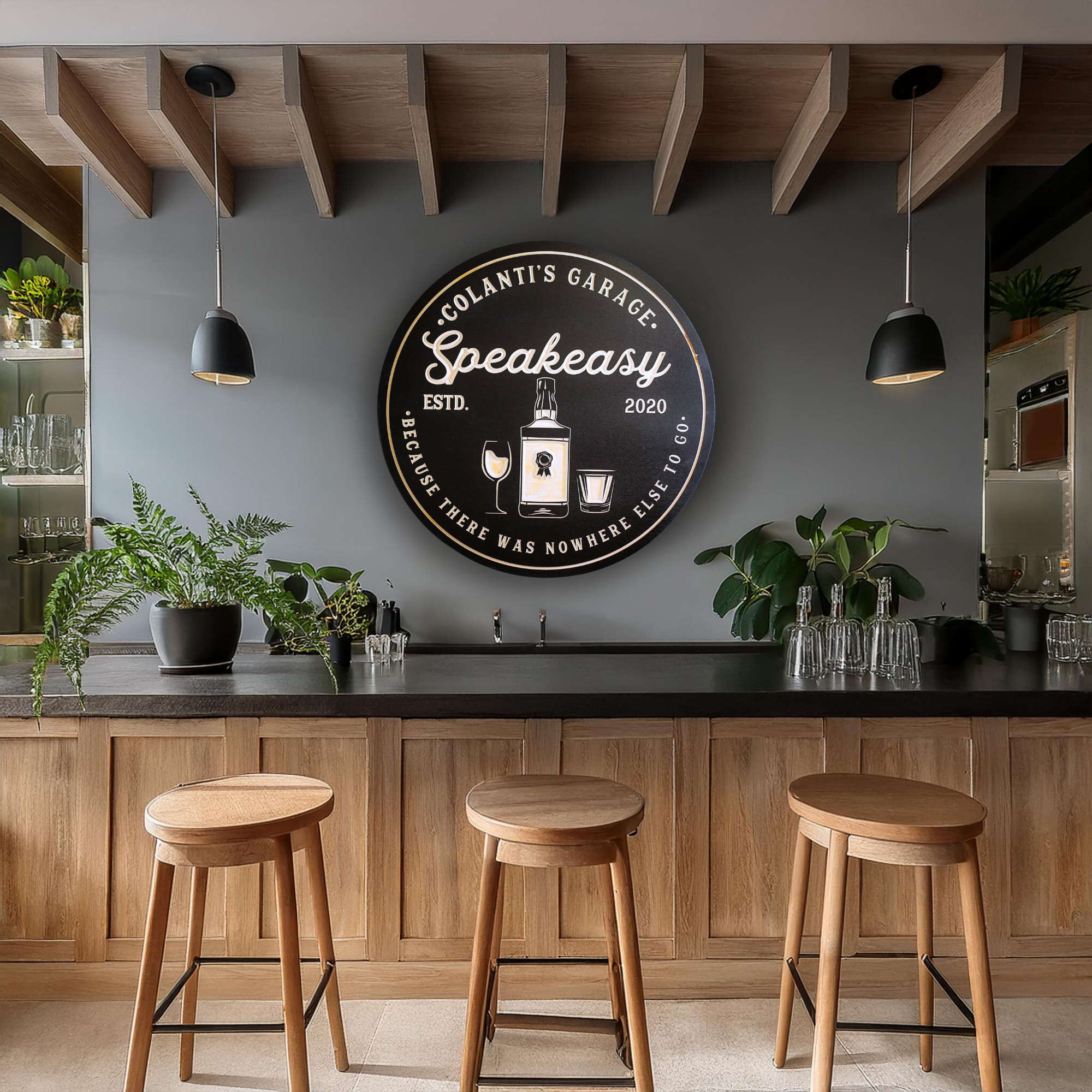 Personalized Home Bar Sign, Customized carved wooden sign for home decor or gift.