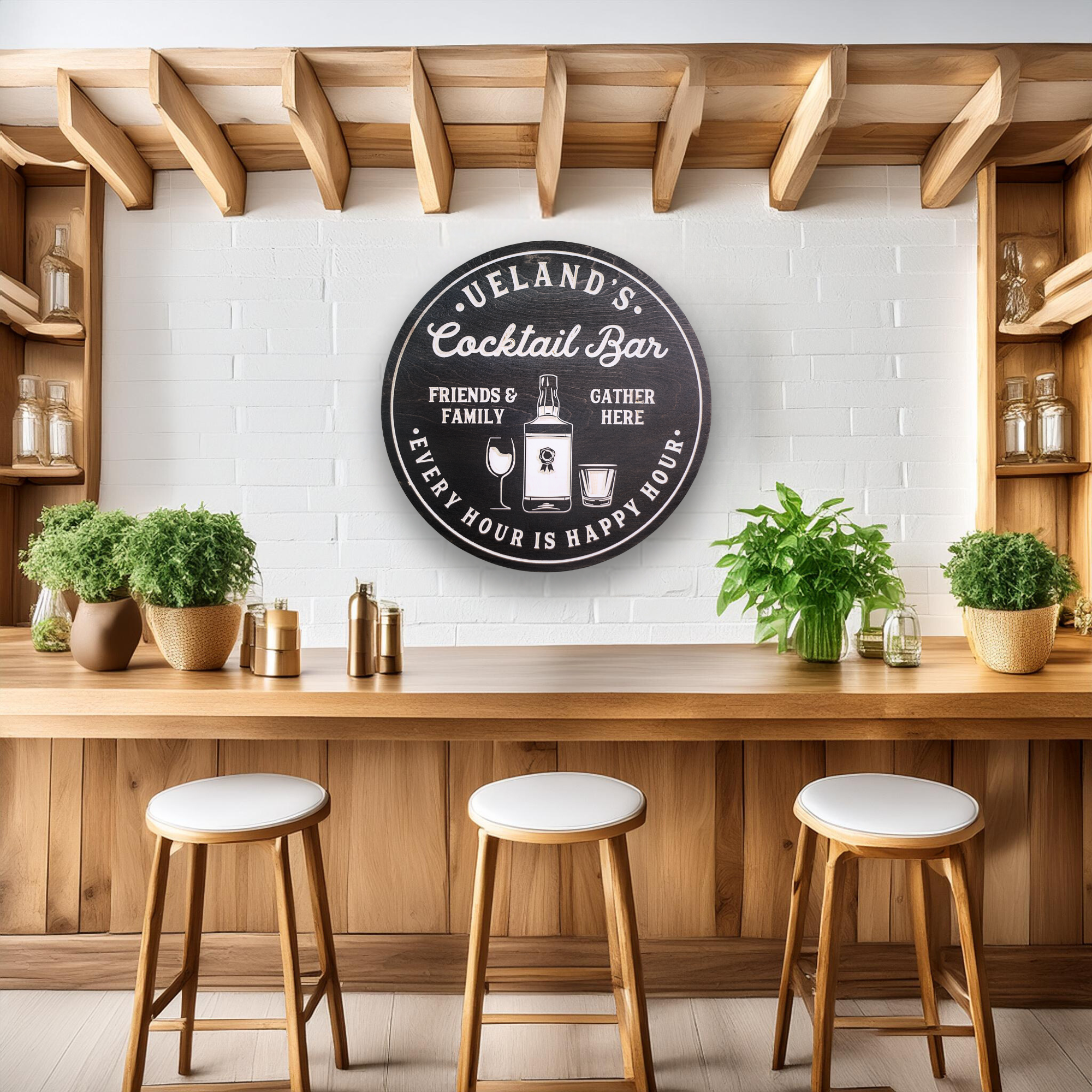 Personalized Home Bar Sign, Customized carved wooden sign for home decor or gift.