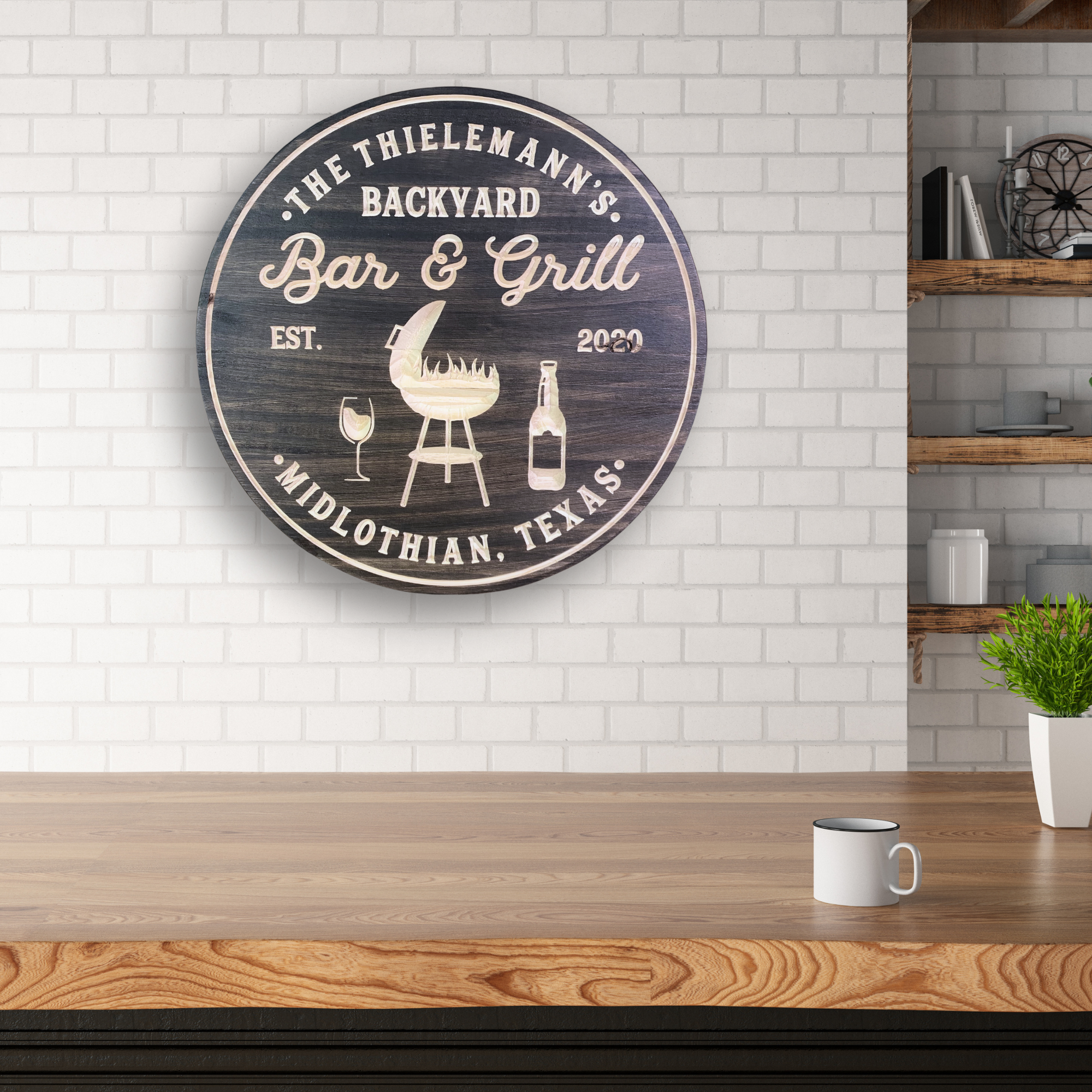 Grill Sign - Bar & Grill Sign - Customized carved wooden sign for home decor or gift.
