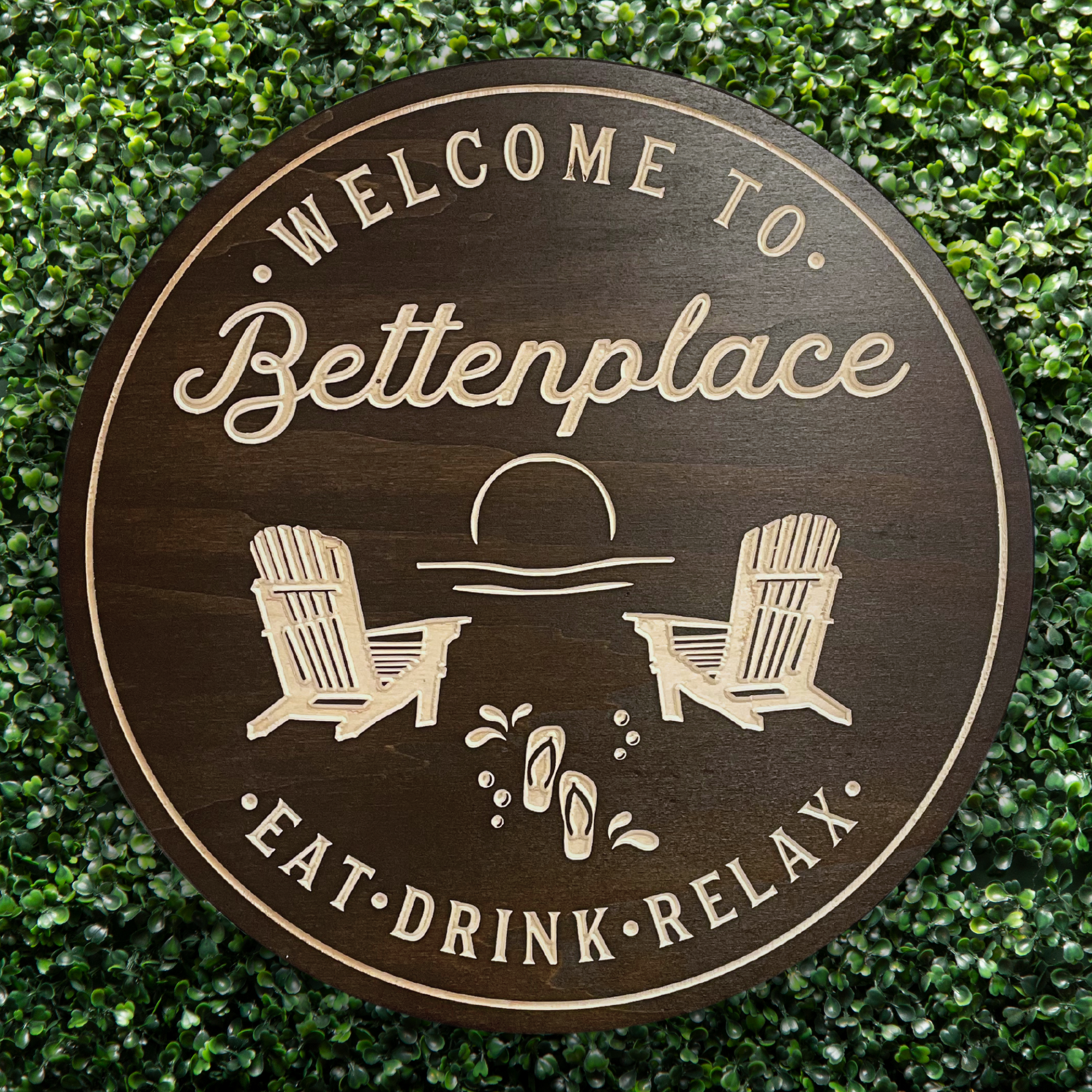 Beach Chairs with sunset and flipflops, Pool Sign, Customized carved wooden sign for home decor or gift.