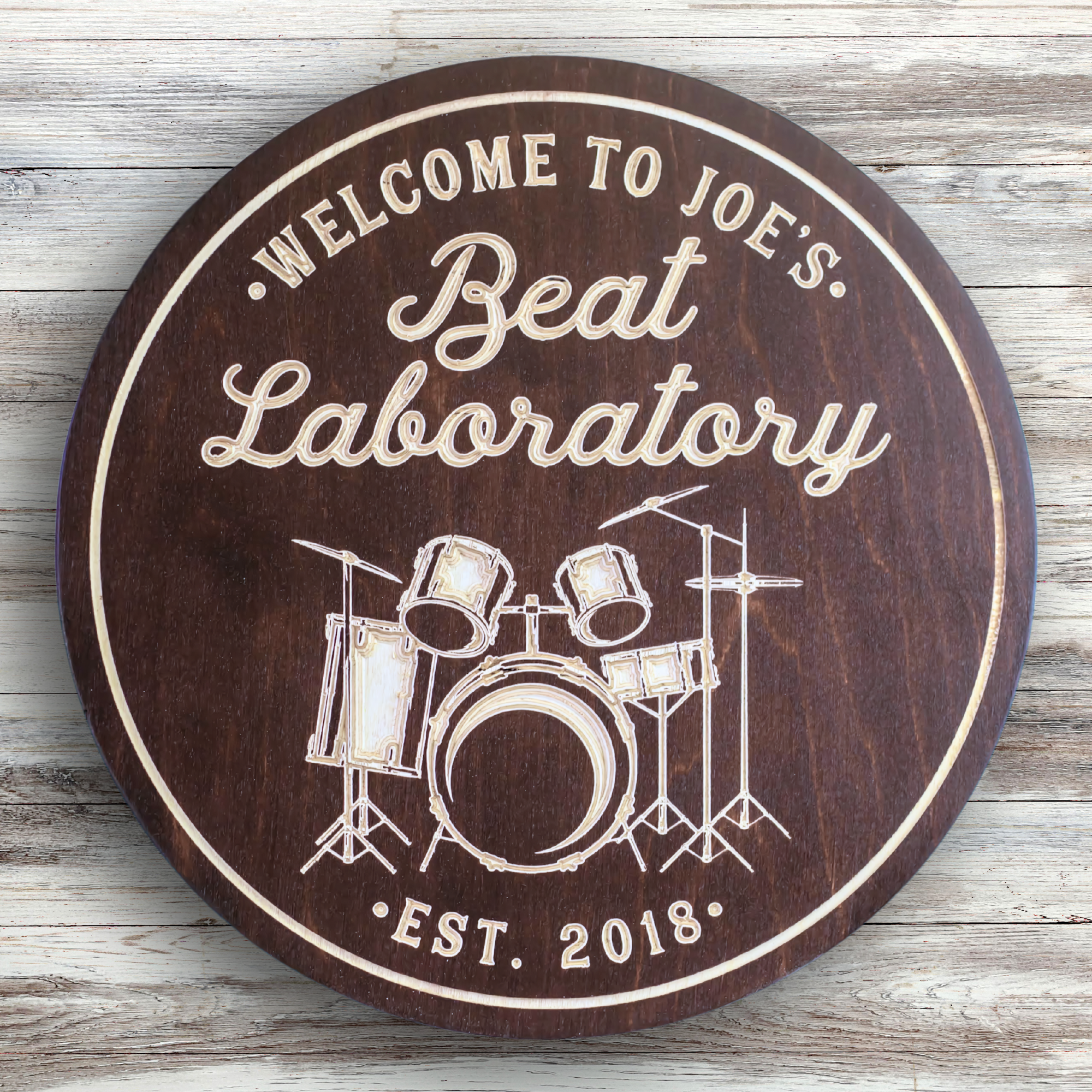 Beat Laboratory - Drum Sign, Customized carved Music sign for home decor or gift. Drums Sign, Drummer Sign, Drumming Sign.