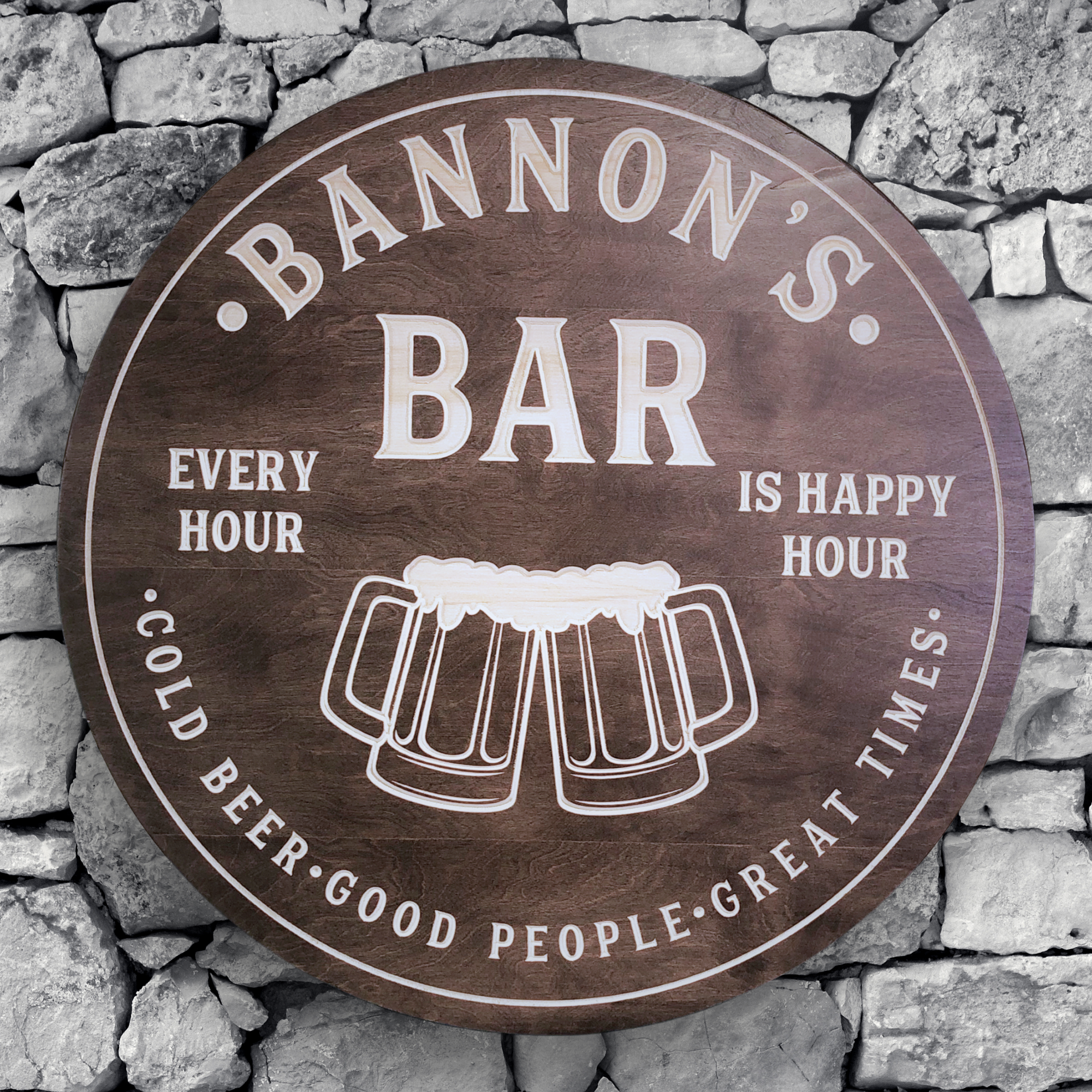 Beer Mugs Toast Sign - Home Bar Sign, Customized carved wooden sign for home decor or gift.