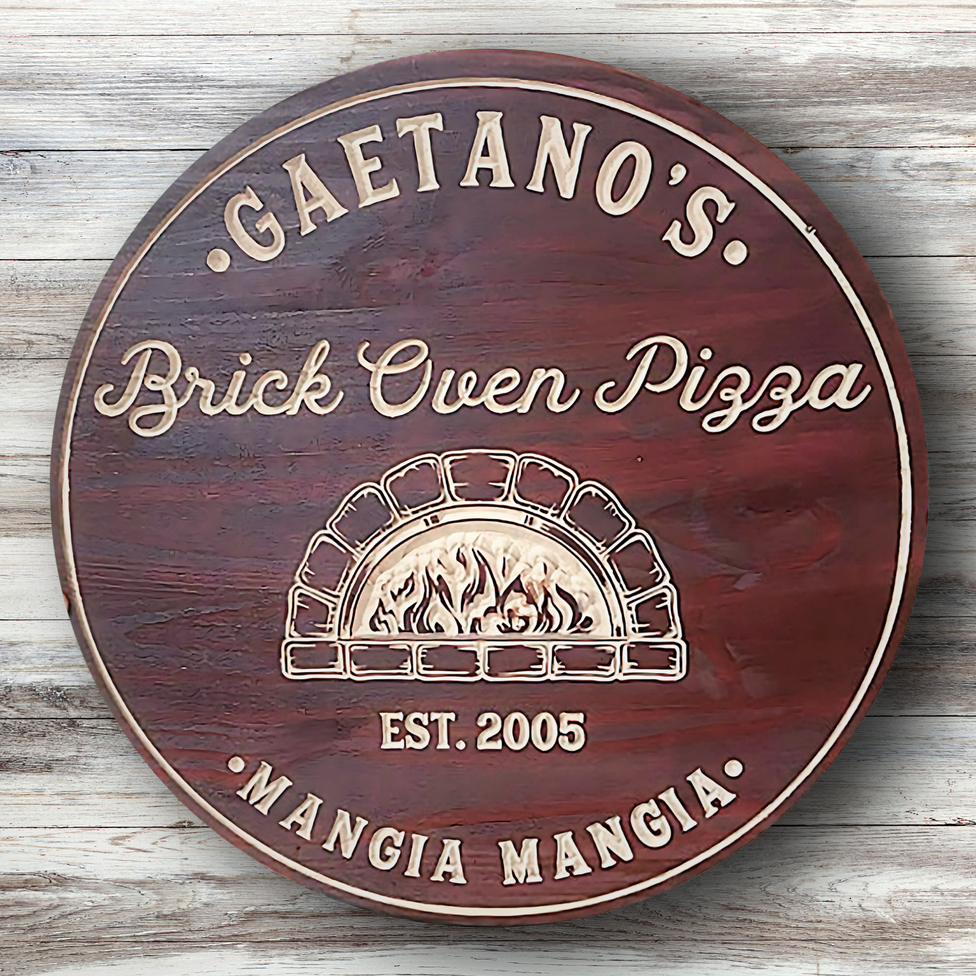 Brick Oven Pizza Sign, Customized carved wooden sign for home decor or gift.