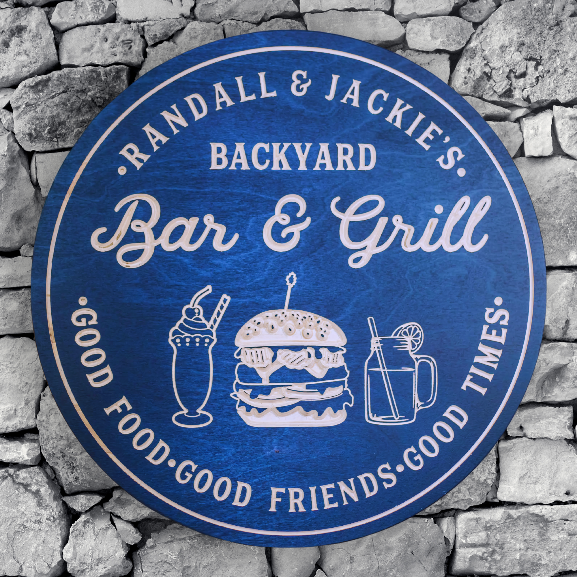 Burger Bar & Grill Sign - Grilling Sign, Customized carved wooden sign for home decor or gift.