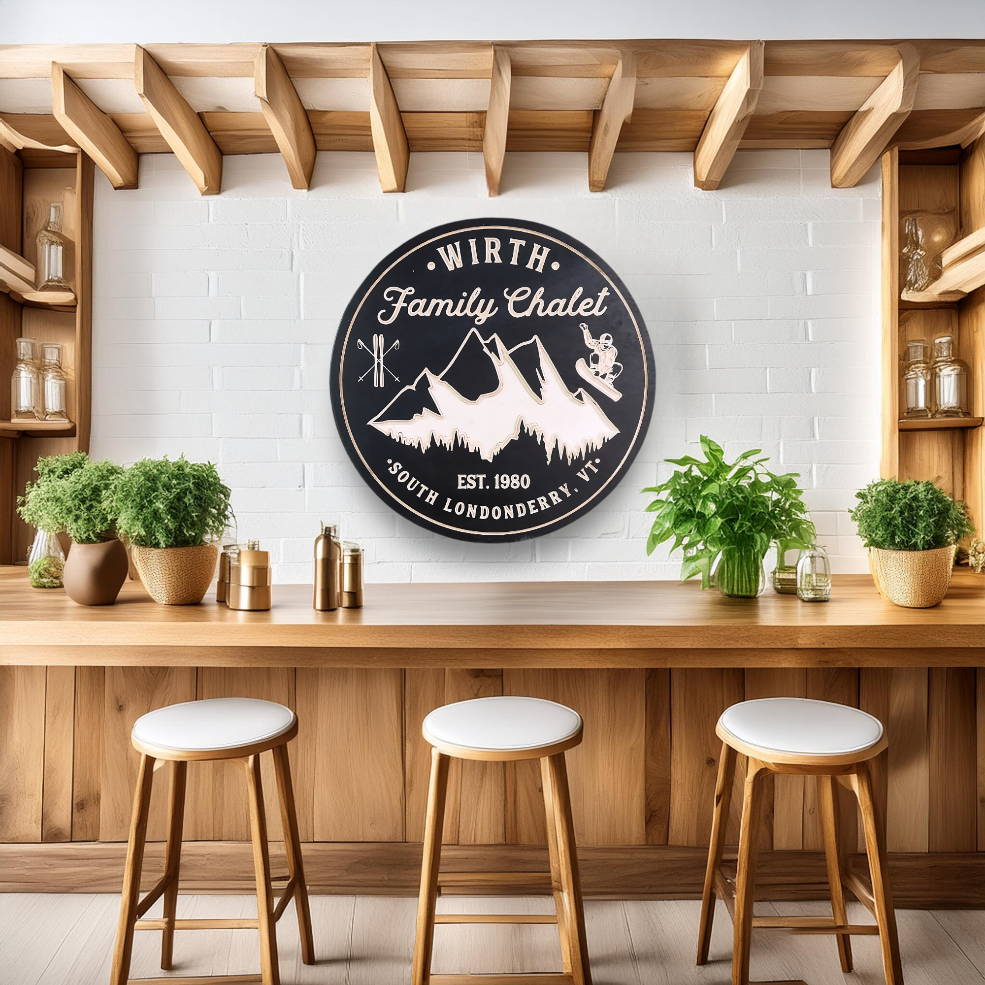 Mountain Sign - Ski Lodge Sign - Lodge Sign - Customized carved wooden sign for home decor or gift.