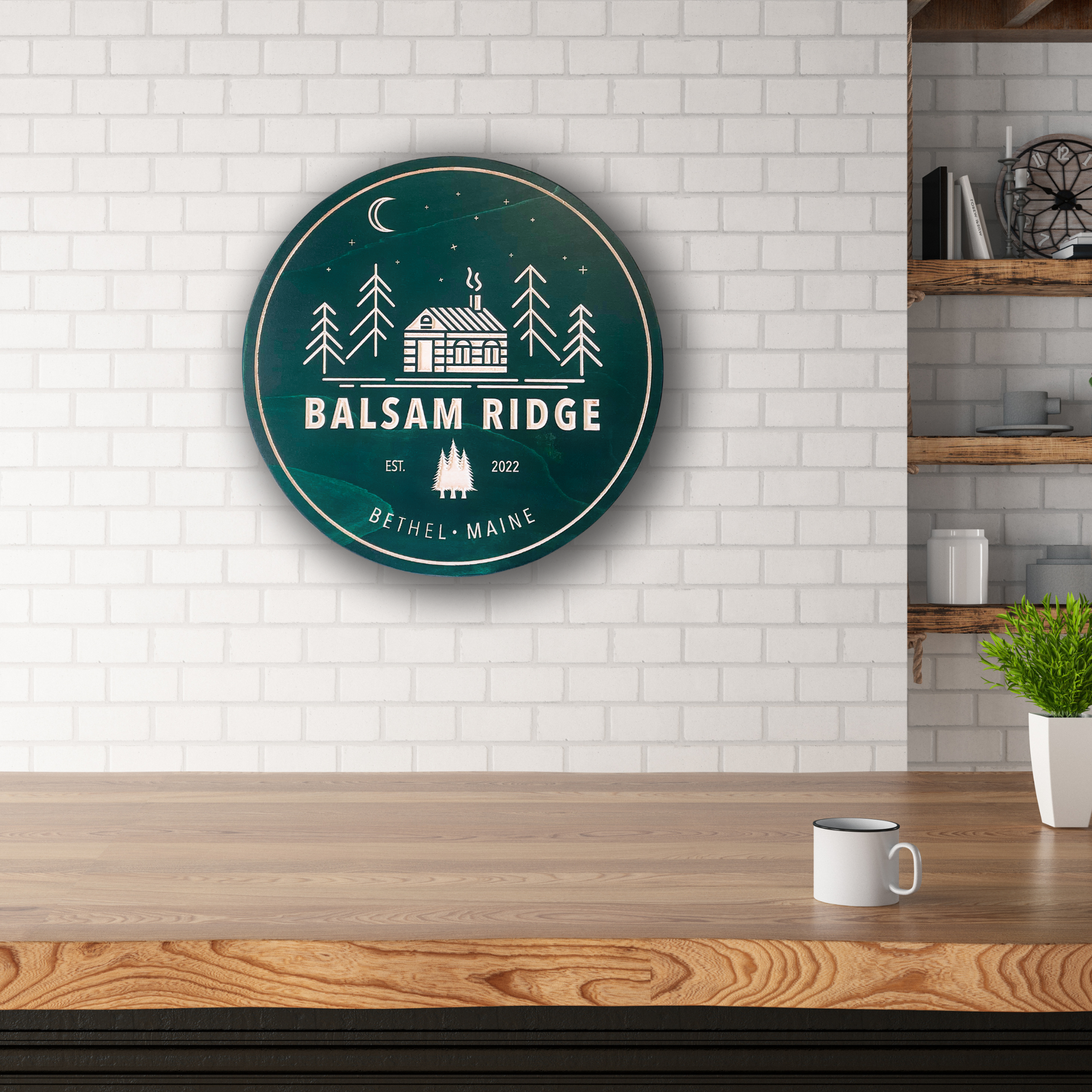 Cabin with Night Sky Sign - Personalized Camping Sign - Customized carved wooden sign for home decor or gift.