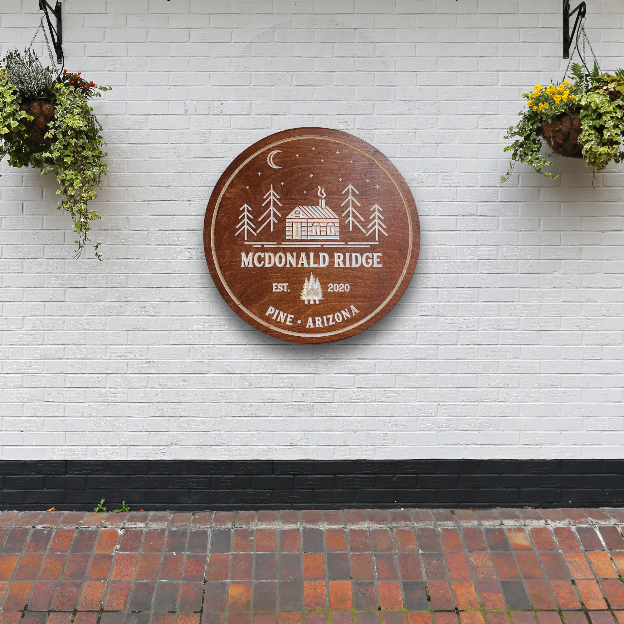 Cabin with Night Sky Sign - Personalized Camping Sign - Customized carved wooden sign for home decor or gift.