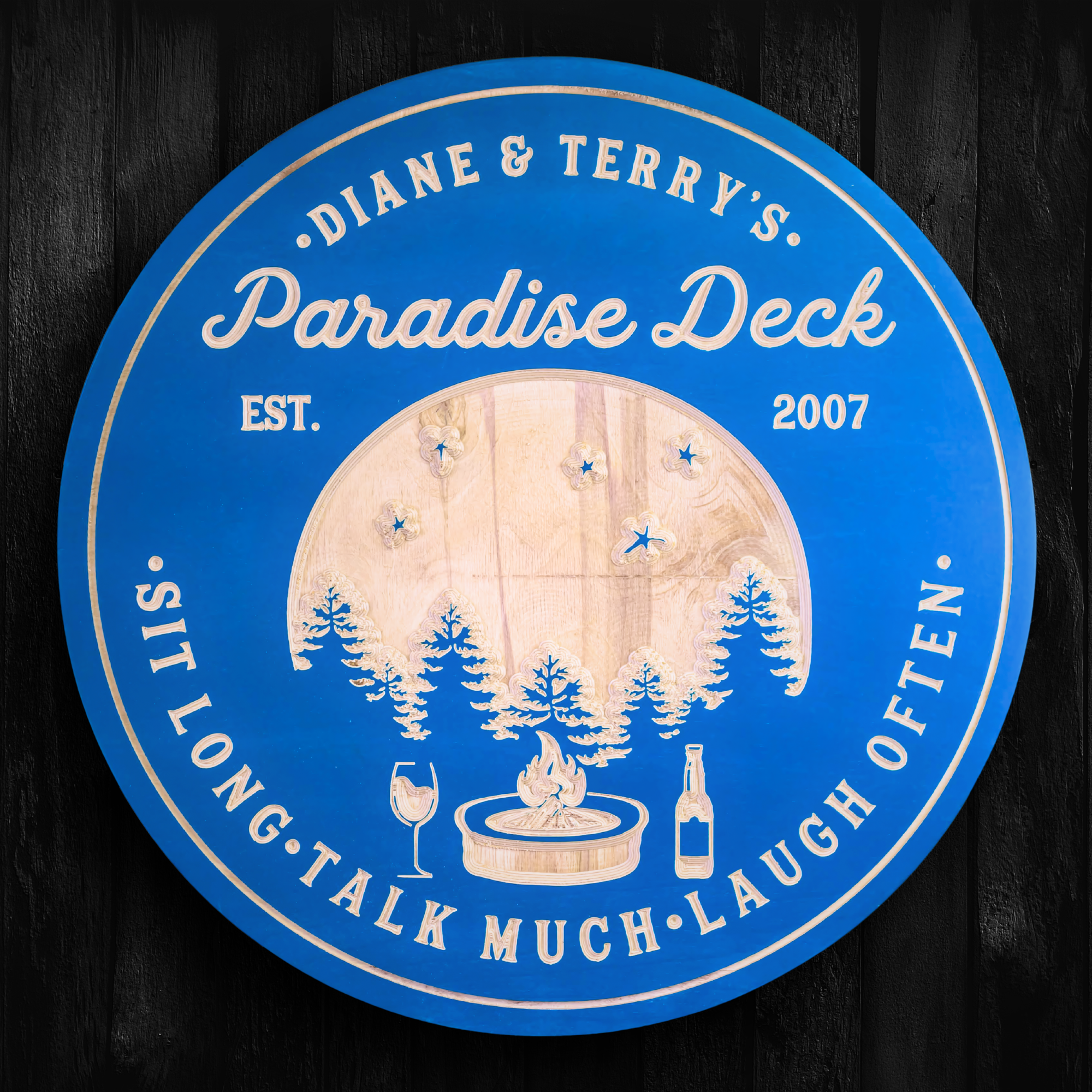 Campfire Sign - Bonfire Sign, Customized carved camping sign for home decor or gift.