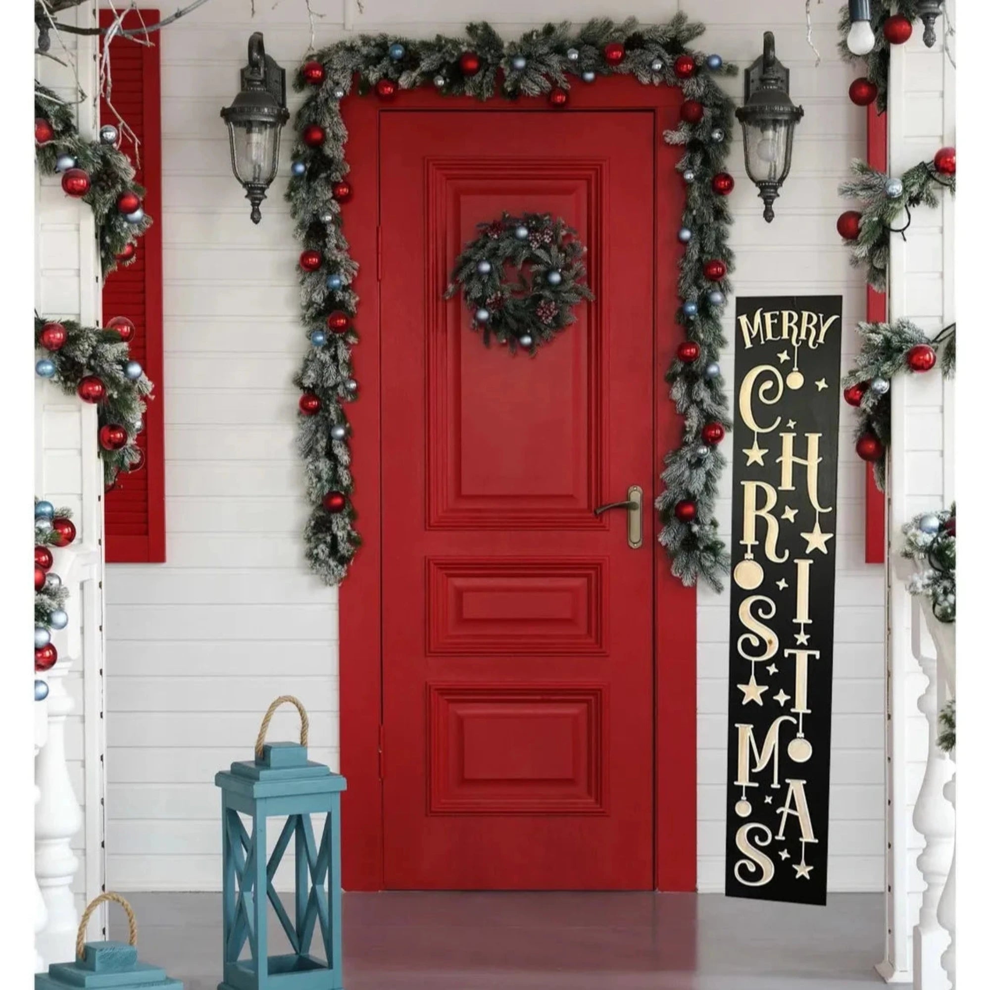 Front Porch Merry Christmas Sign - Christmas Decor - Customized carved wooden sign for home decor or gift.