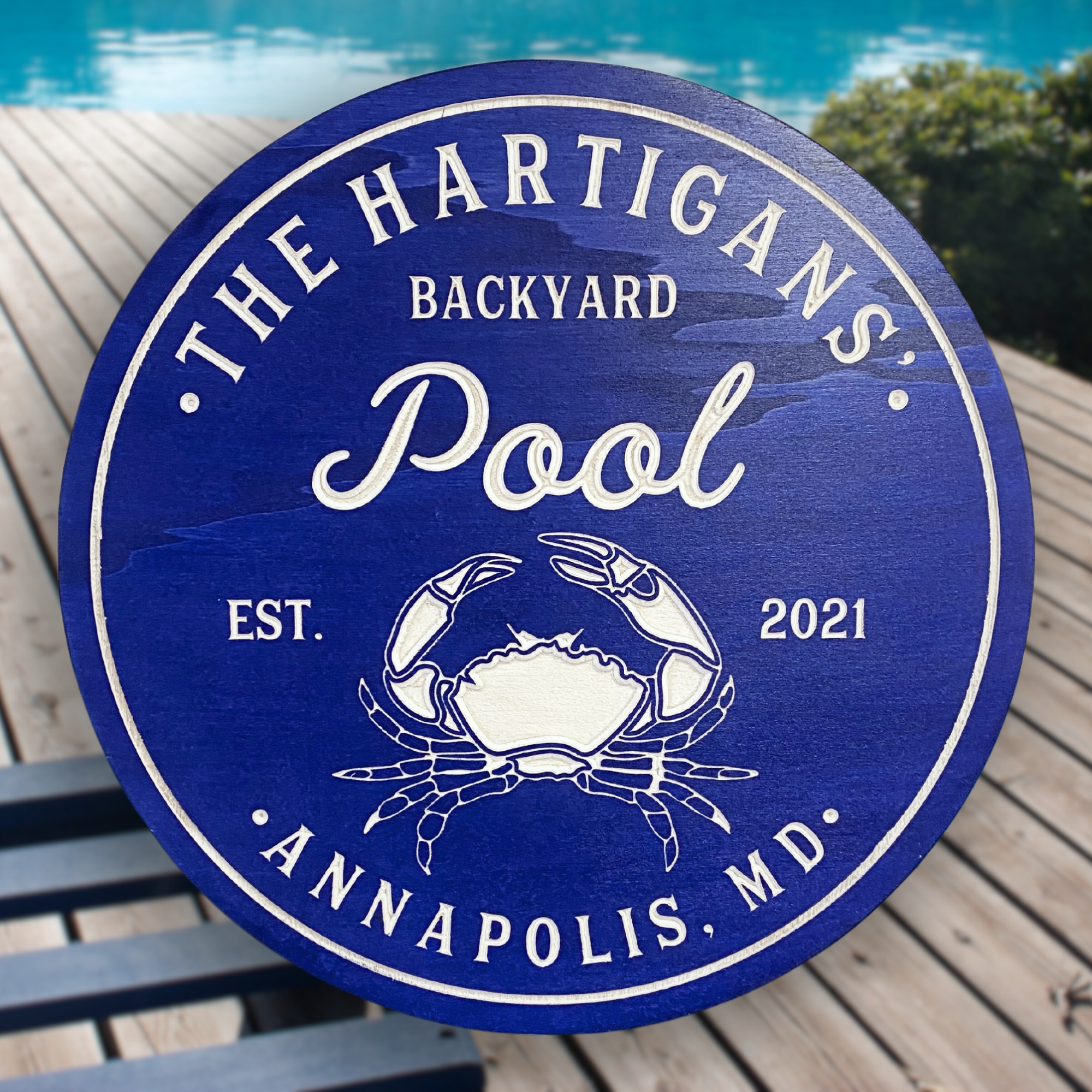 Crab Shack Backyard Sign, Customized carved wooden sign for home decor or gift.