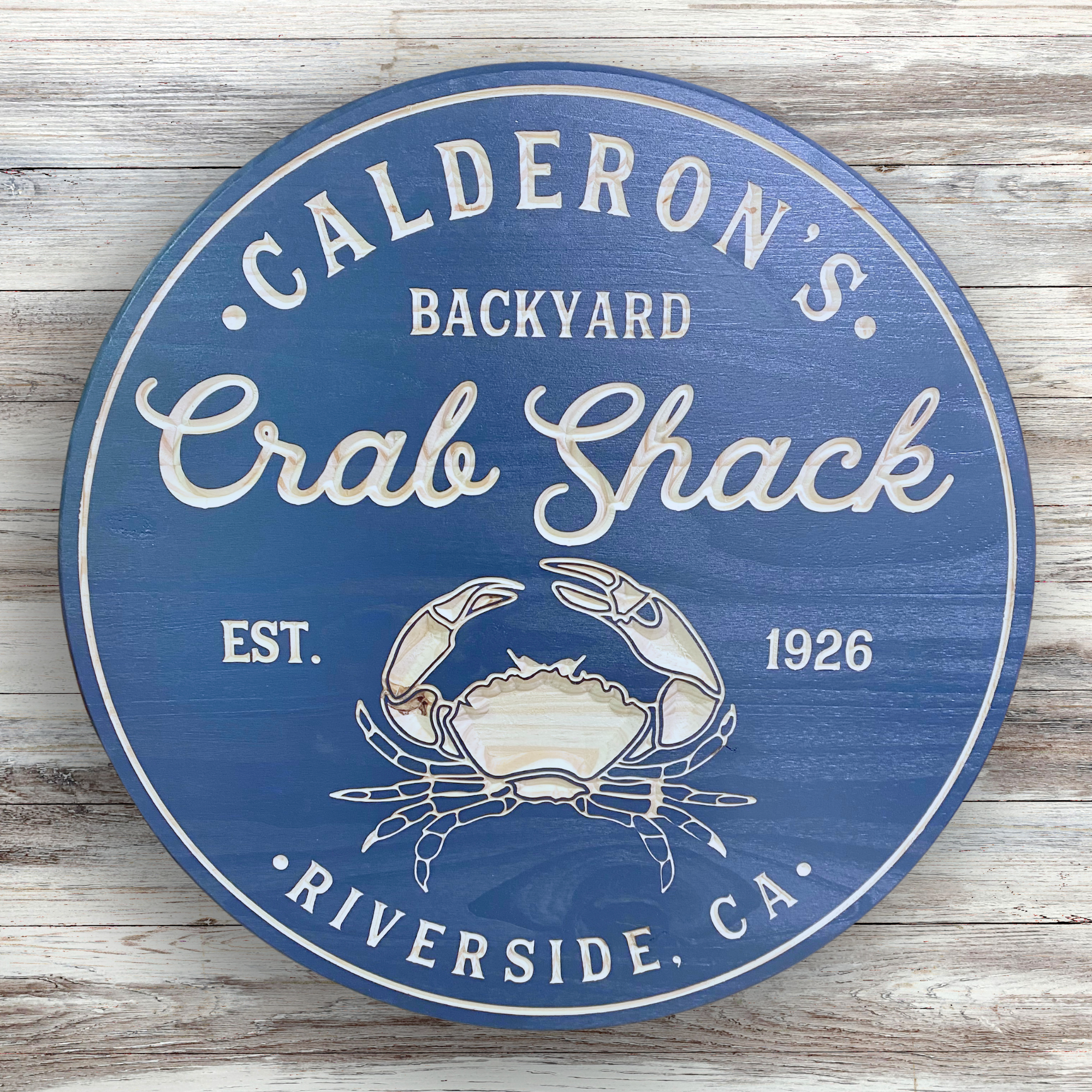 Crab Shack Backyard Sign, Customized carved wooden sign for home decor or gift.