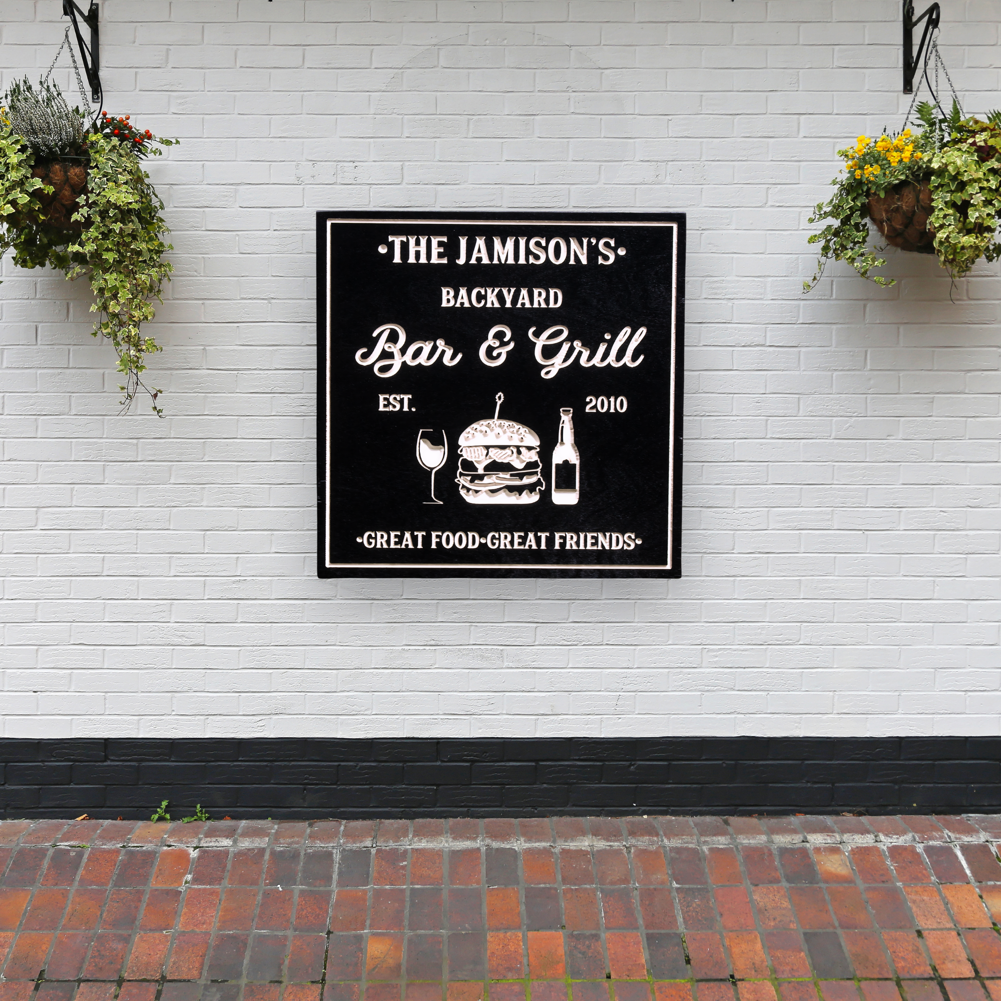 Burger Bar & Grill Sign - Grilling Sign, Customized carved wooden sign for home decor or gift.