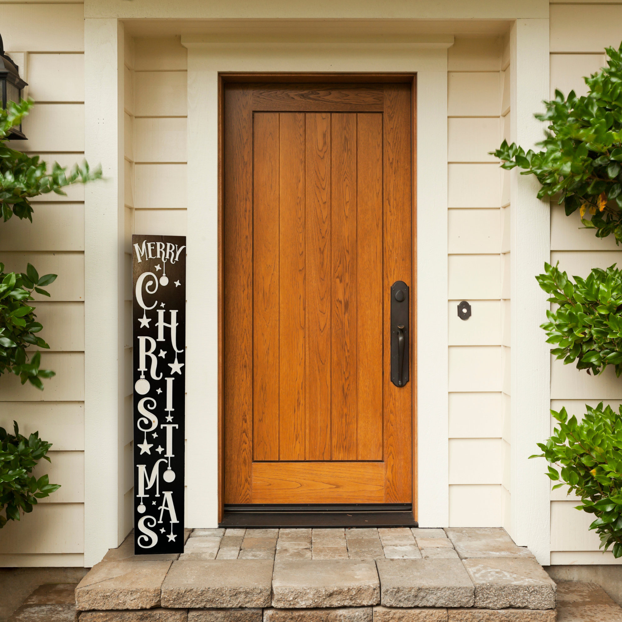 Front Porch Merry Christmas Sign - Christmas Decor - Customized carved wooden sign for home decor or gift.