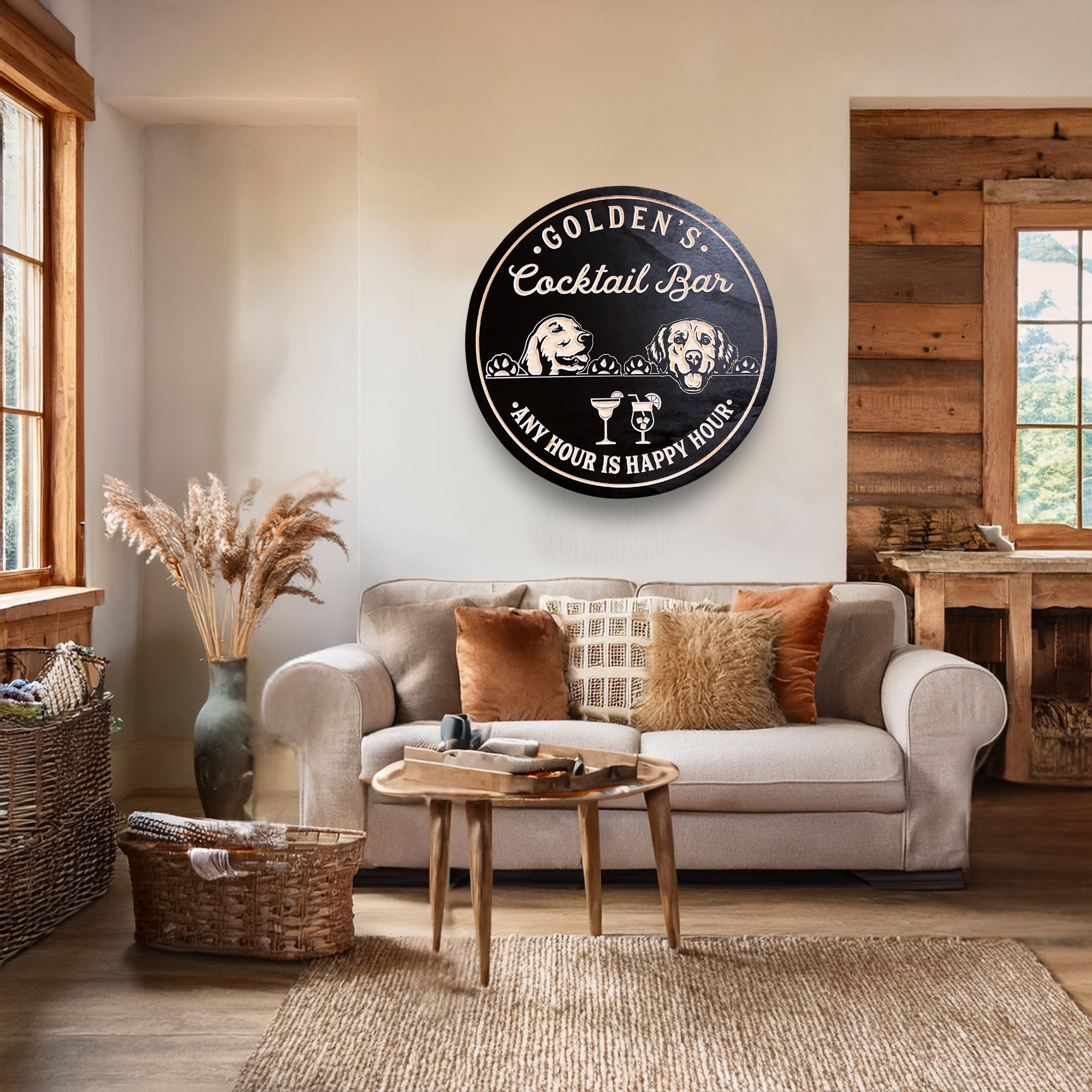 Dog Sign - Pets Sign - Customized carved wooden sign for home decor or gift.