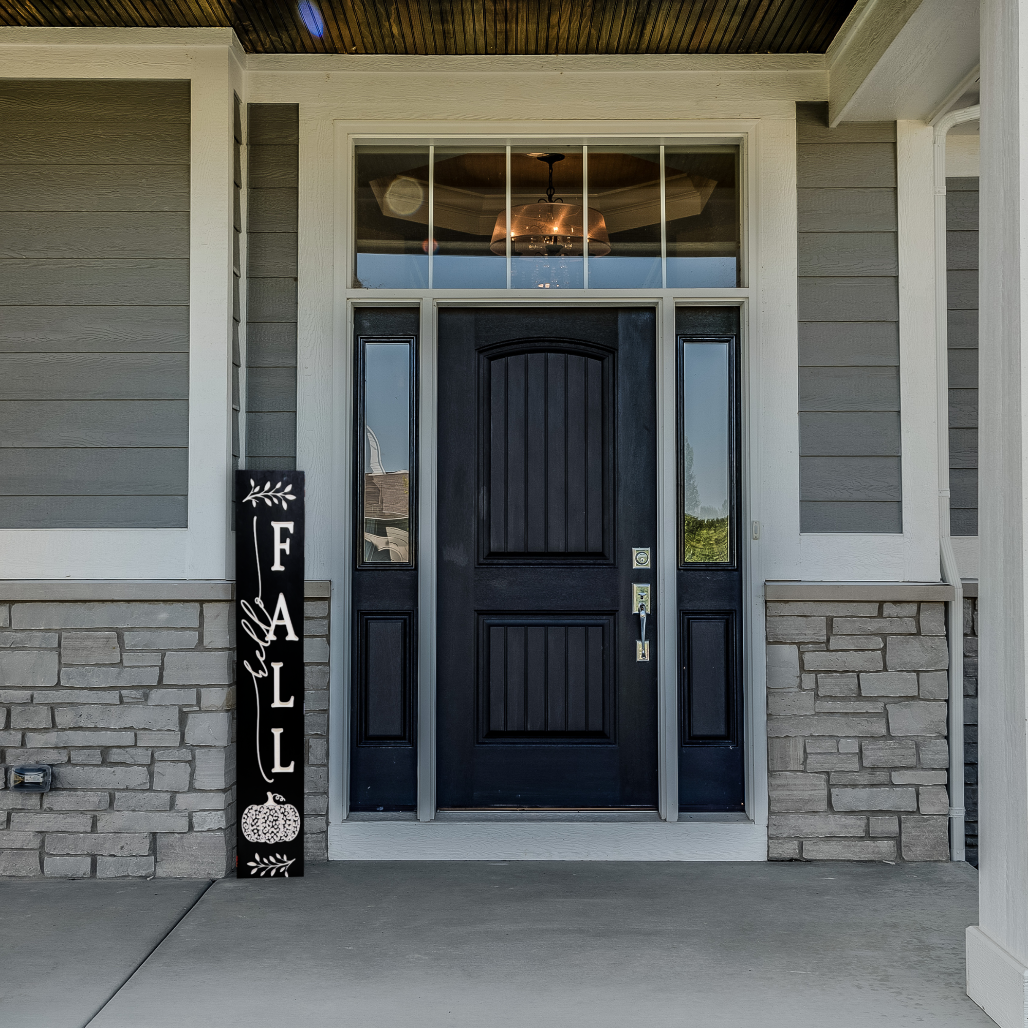 Front Porch Hello Fall Sign - Leopard Pumpkin Sign - Fall Decor - Customized carved wooden sign for home decor or gift.