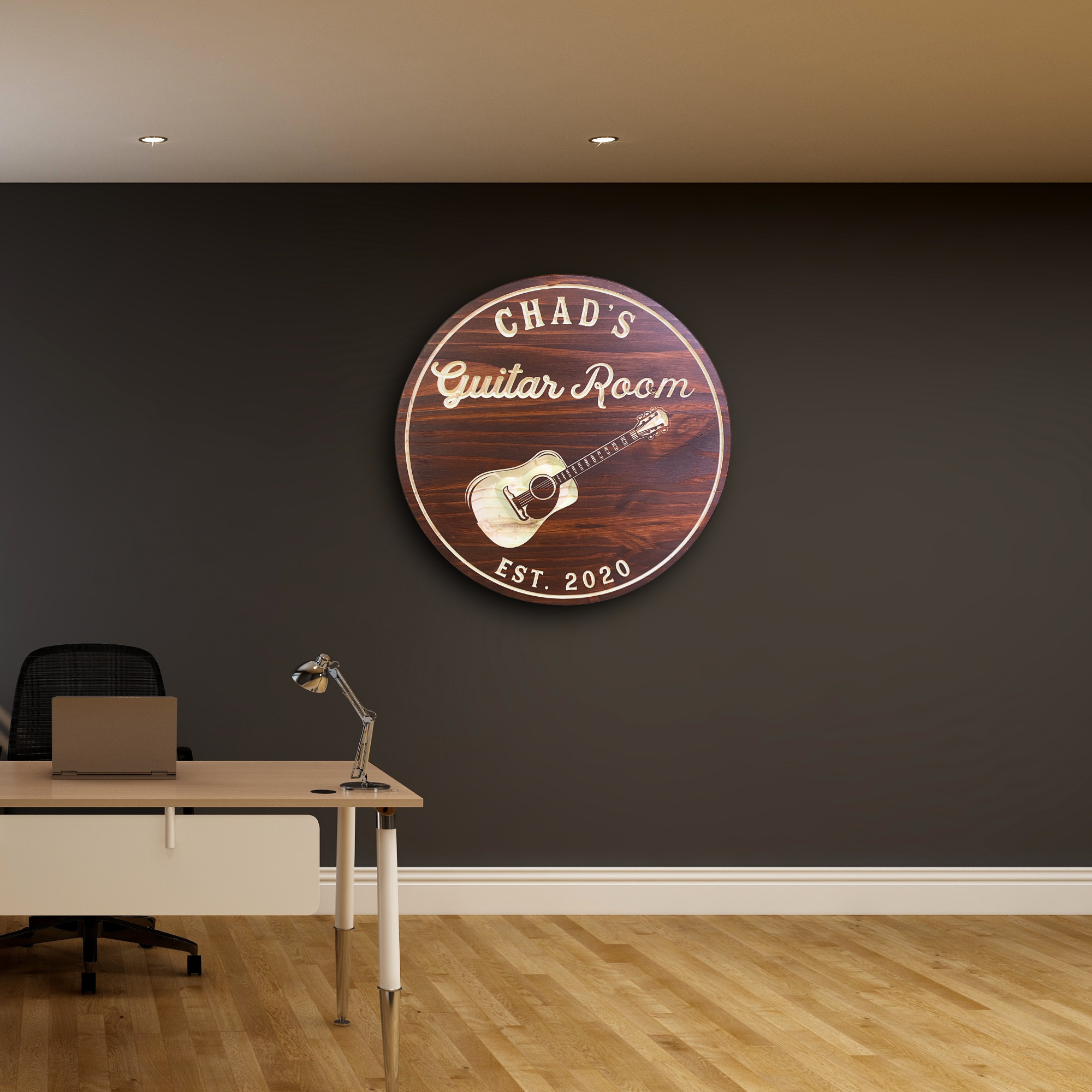 Guitar Sign - Music Sign - Music Room Sign, Customized carved wooden sign for home decor or gift.