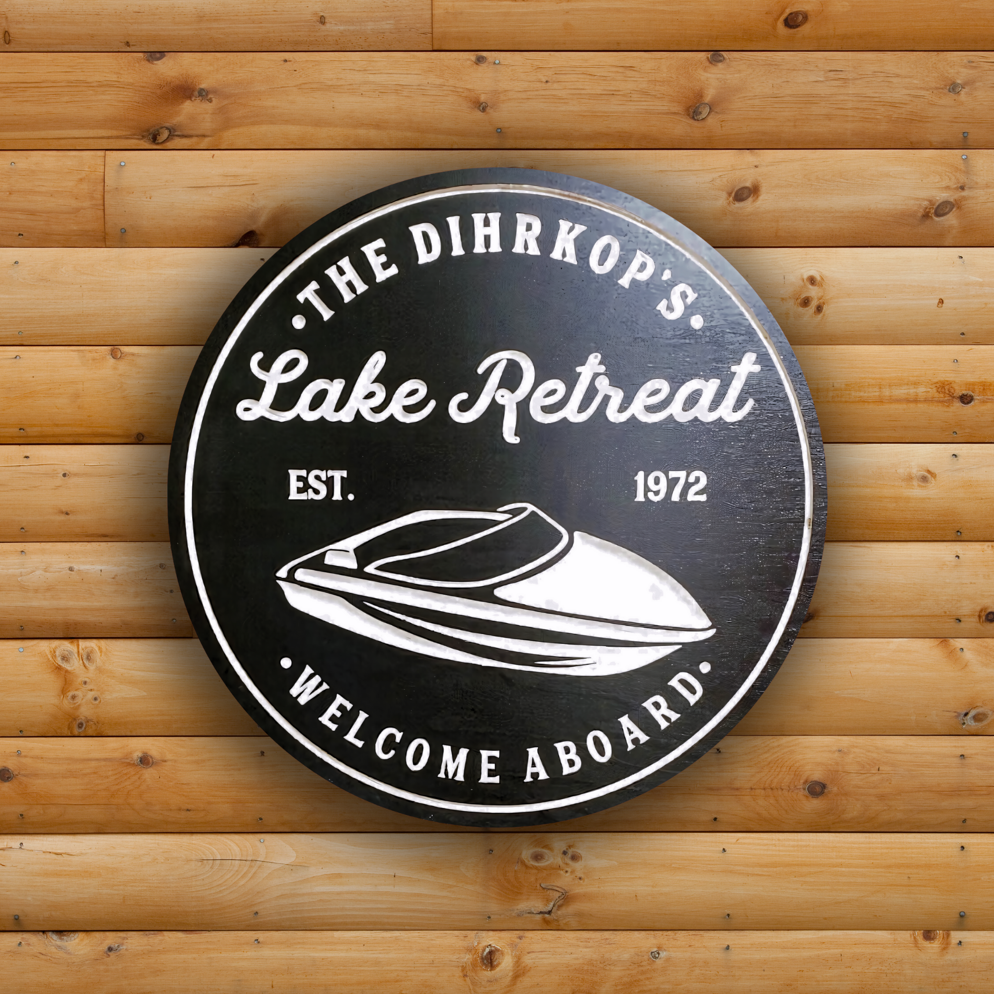 Speed Boat Sign - Boating Sign - Lake Sign - Customized carved wooden sign for home decor or gift.