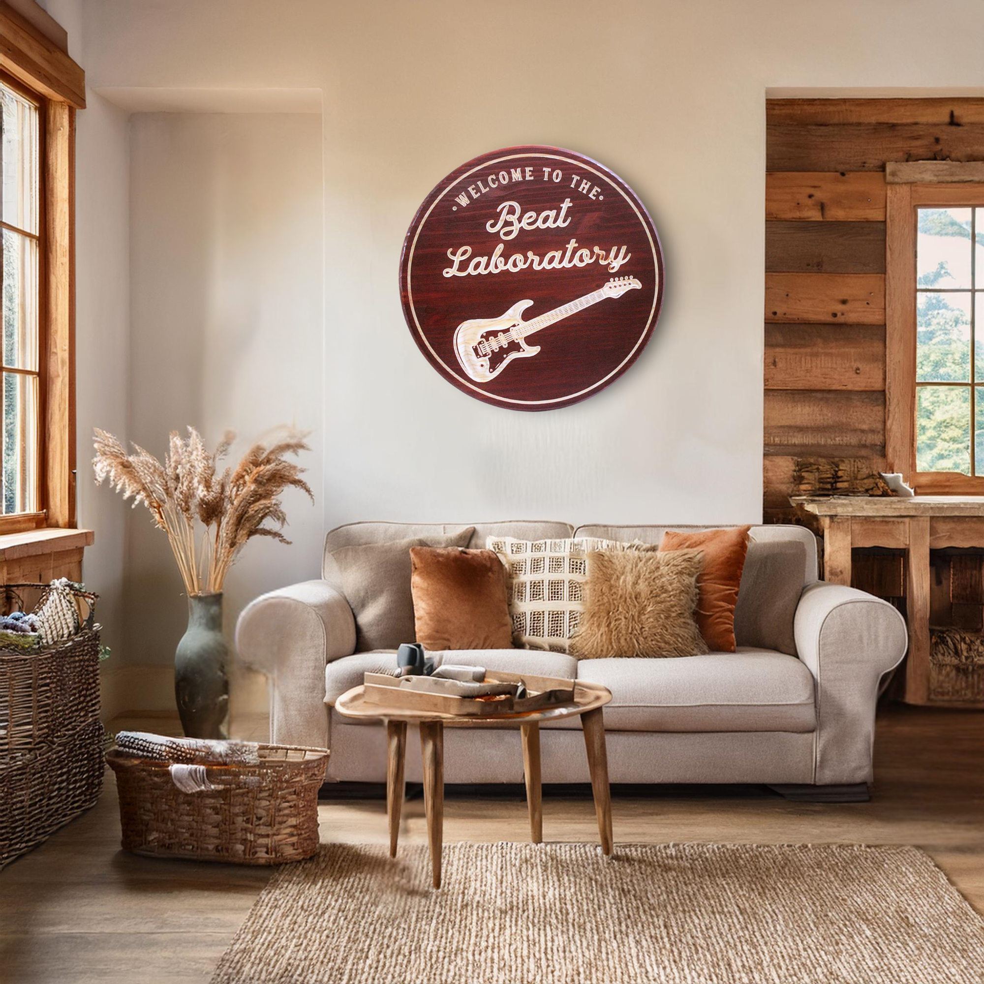 Guitar Sign - Music Sign - Music Room Sign, Customized carved wooden sign for home decor or gift.