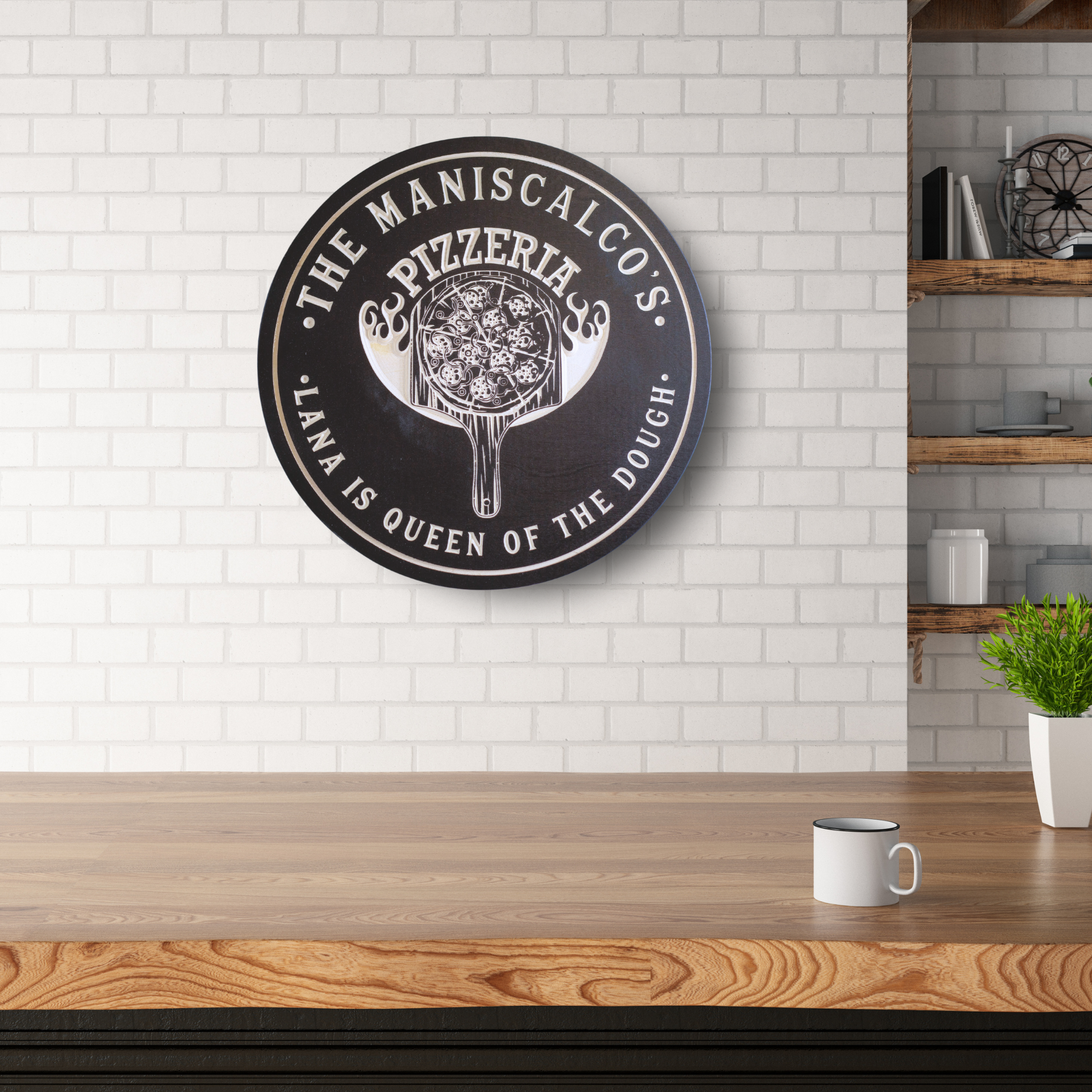 Pizzeria Sign - Pizza Sign - Kitchen Sign - Cooking Sign - Grill Sign - Customized carved wooden sign for home decor or gift.