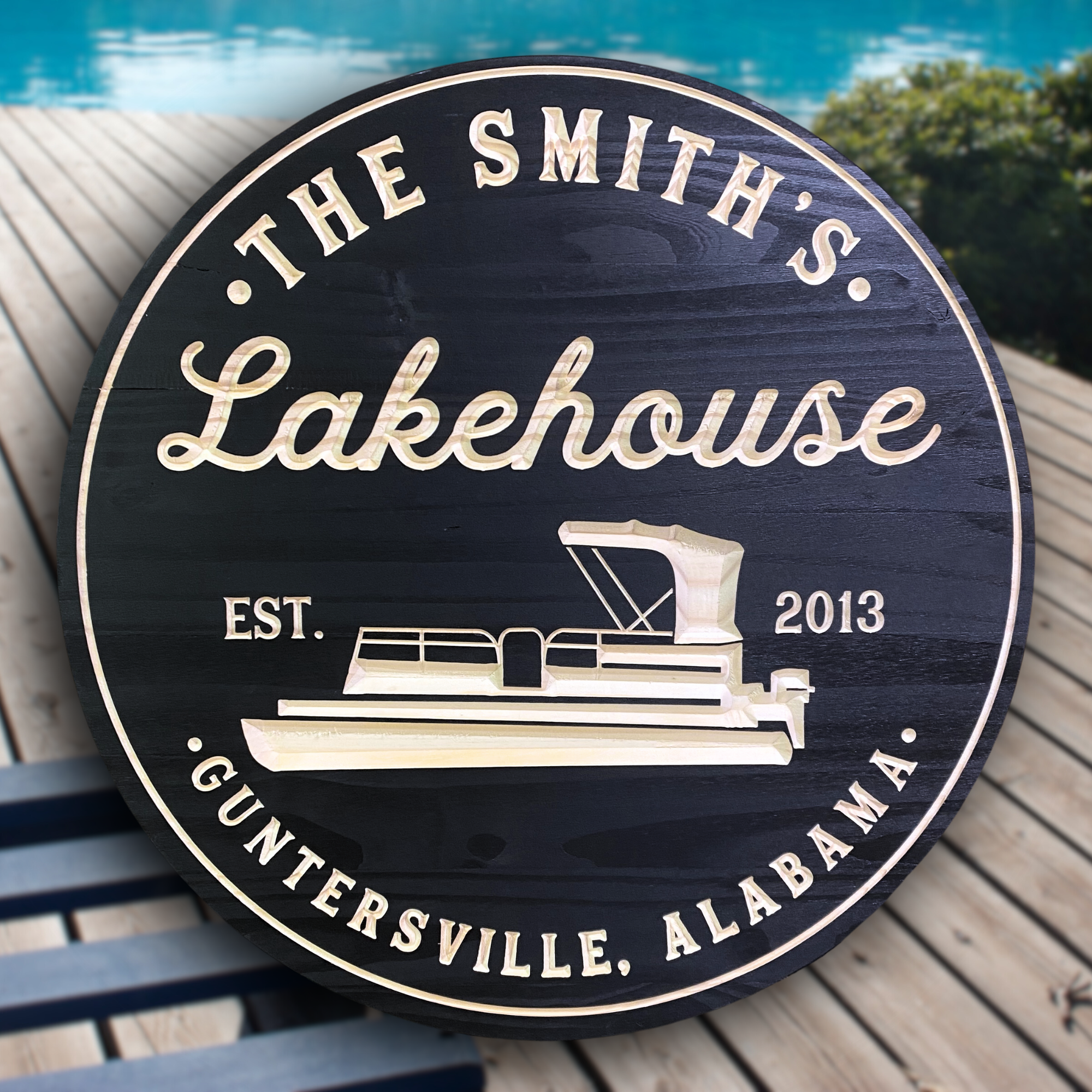 Pontoon Sign - Lake Sign -Lakehouse Sign - Boating Sign - Customized carved wooden sign for home decor or gift.