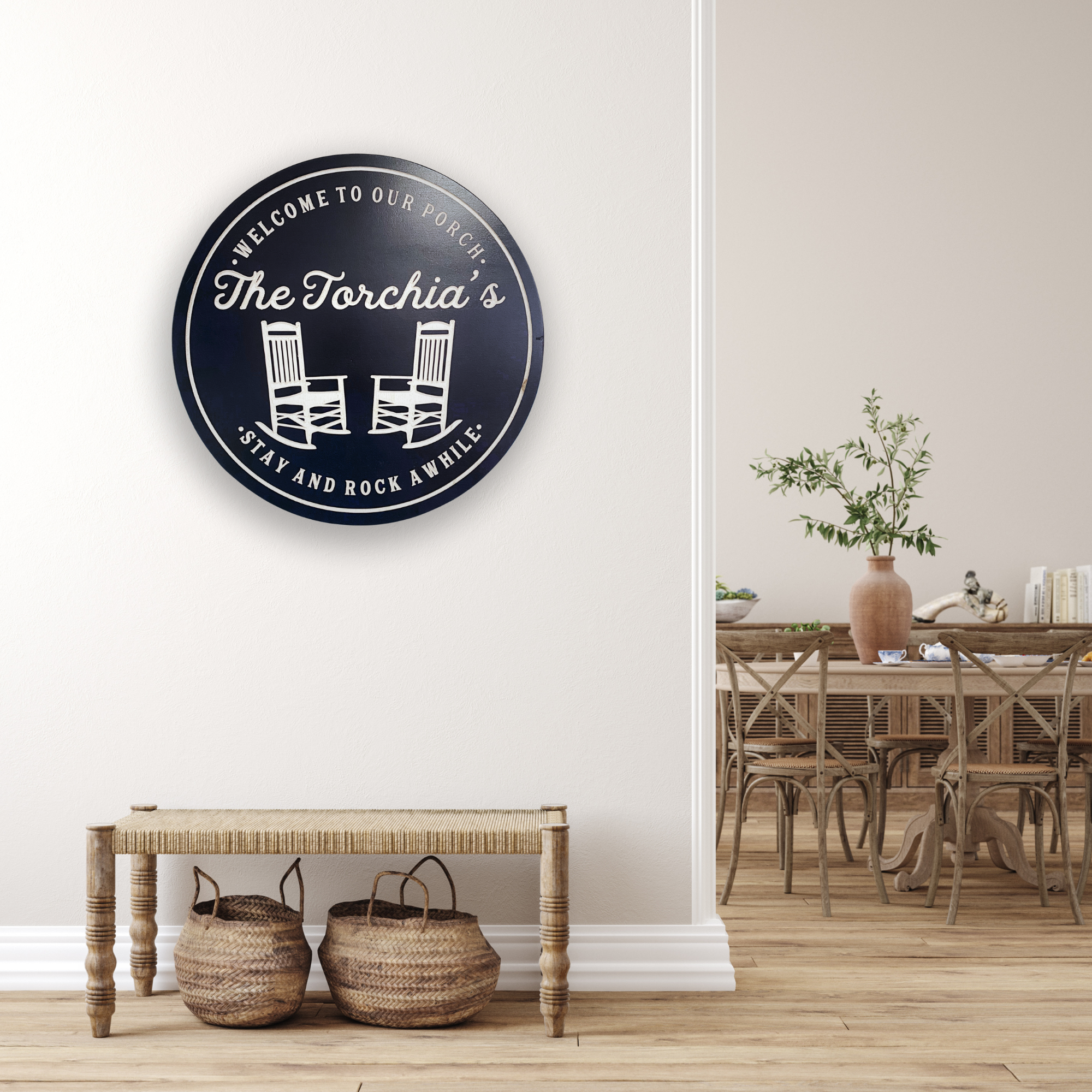 Rocking Chairs Sign - Front Porch Sign - Customized carved wooden sign for home decor or gift.