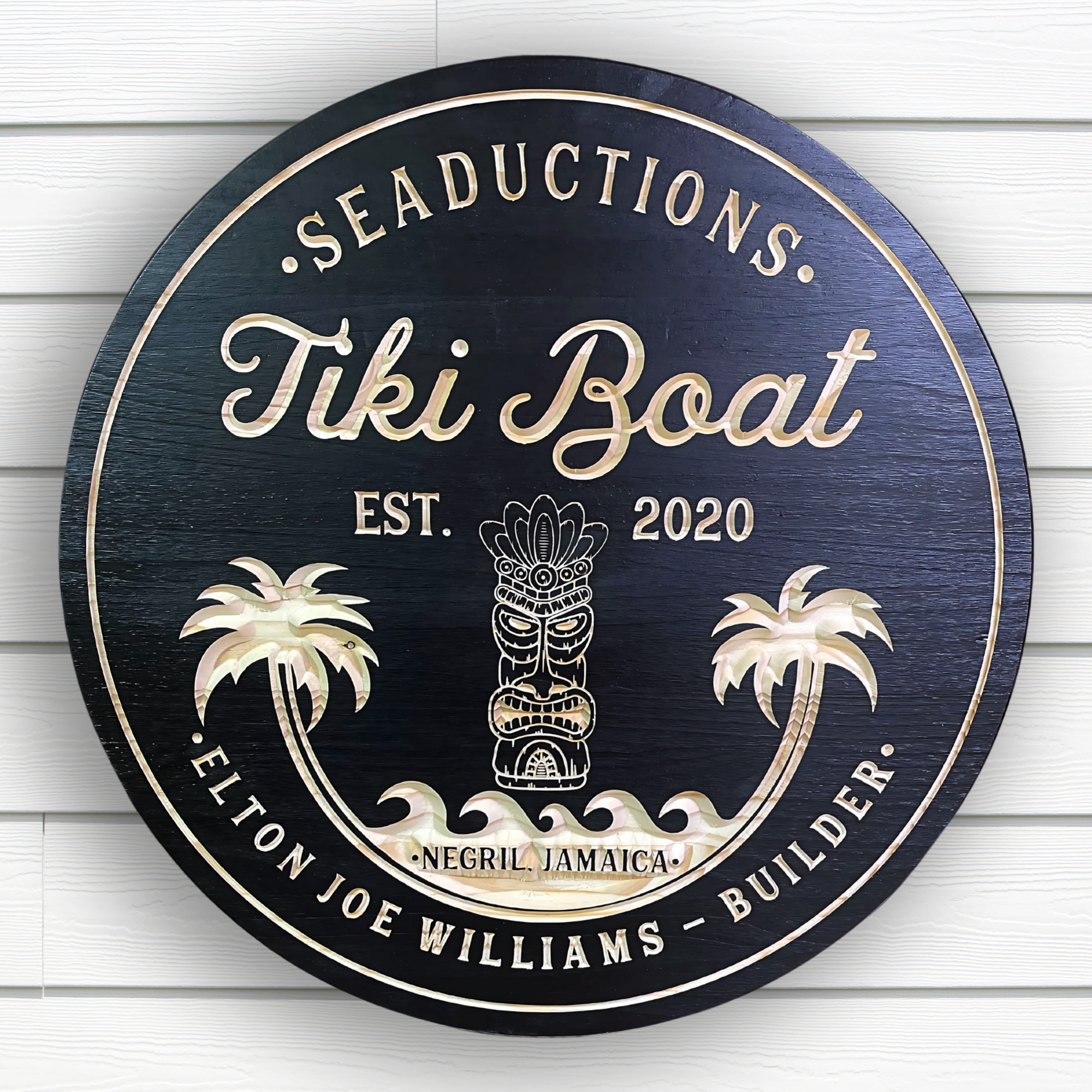 Tiki Totem Sign - Tiki Bar Sign - Pool Bar Sign - Customized carved wooden sign for home decor or gift.