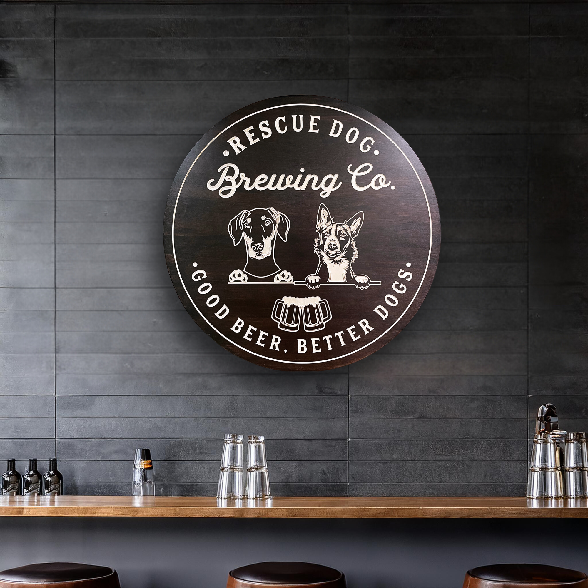 Dog Sign - Pets Sign - Customized carved wooden sign for home decor or gift.