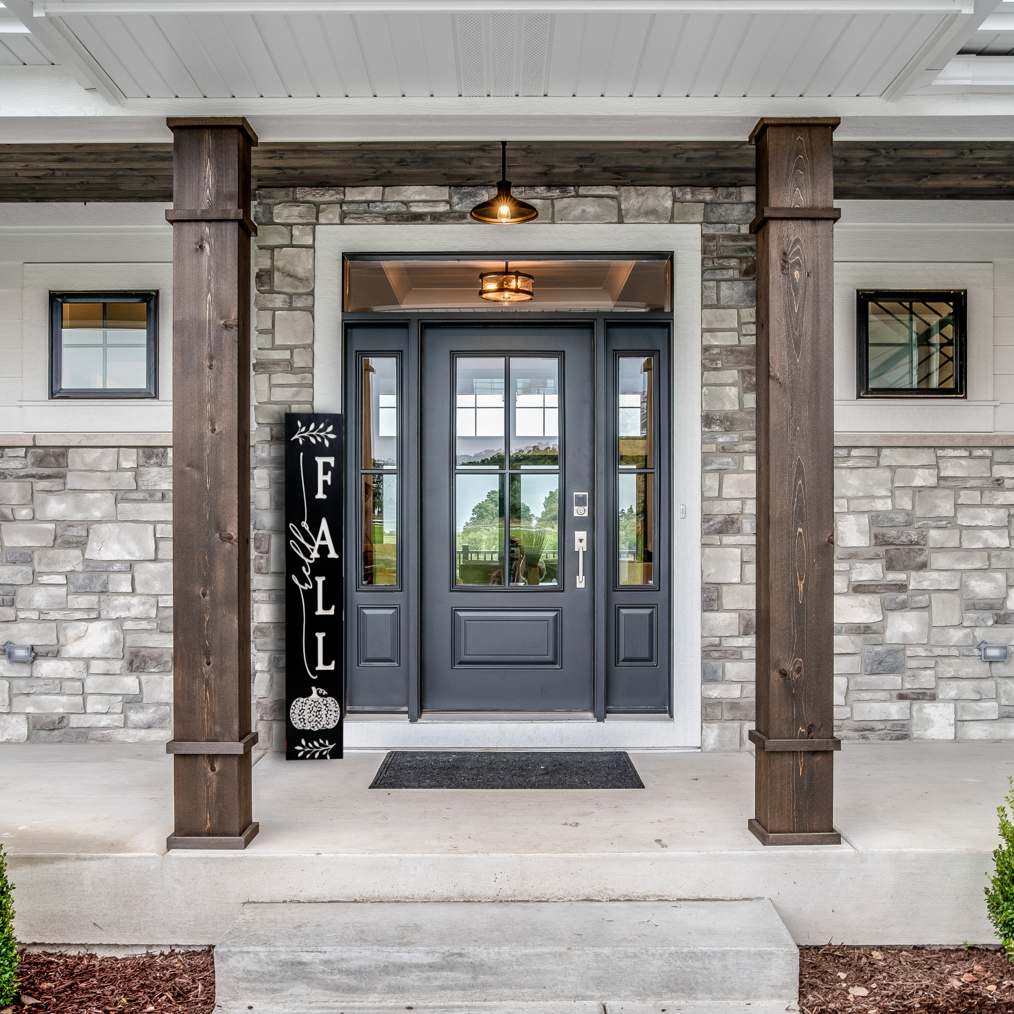 Front Porch Hello Fall Sign - Leopard Pumpkin Sign - Fall Decor - Customized carved wooden sign for home decor or gift.