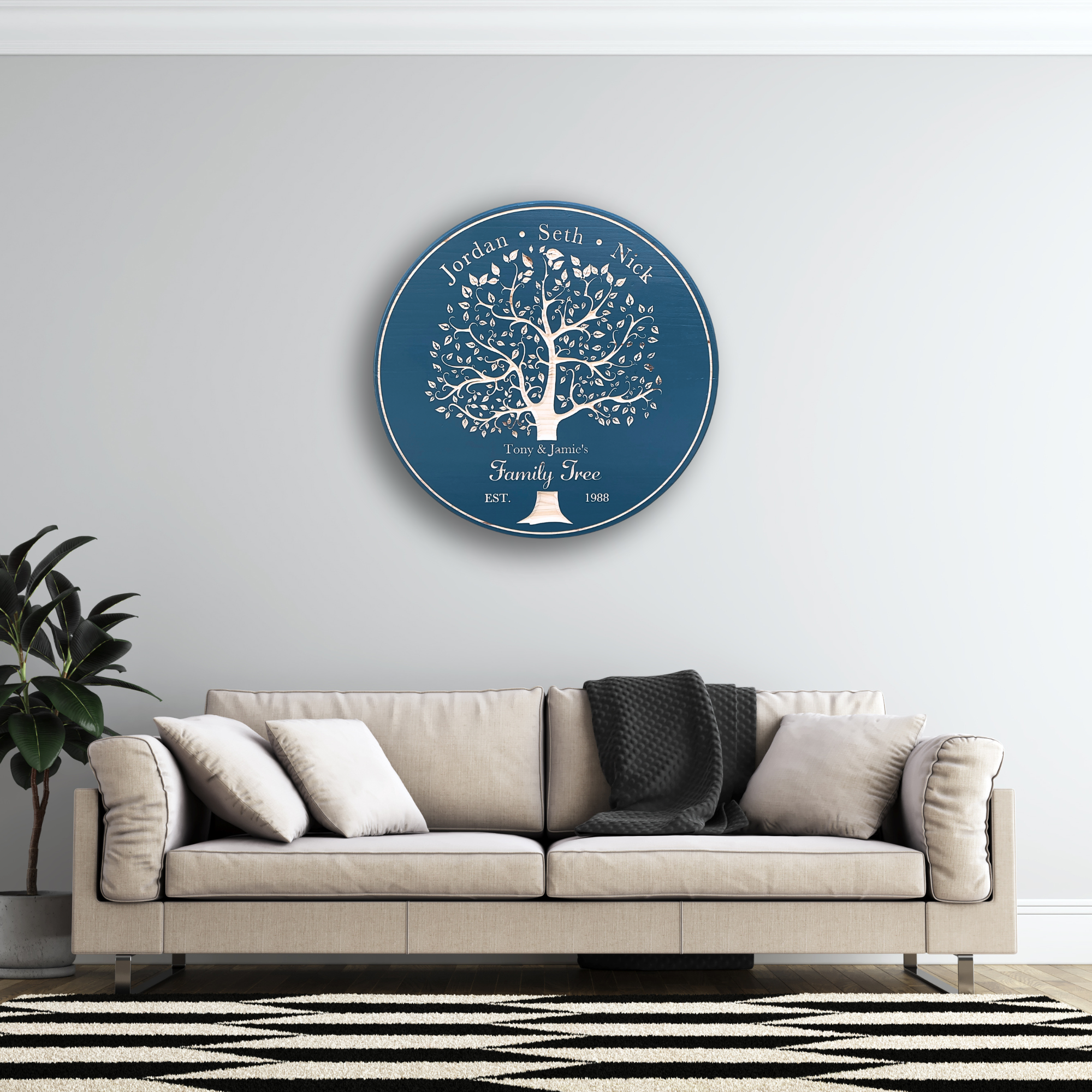 Family Tree Sign, Customized carved wooden sign for home decor or gift.
