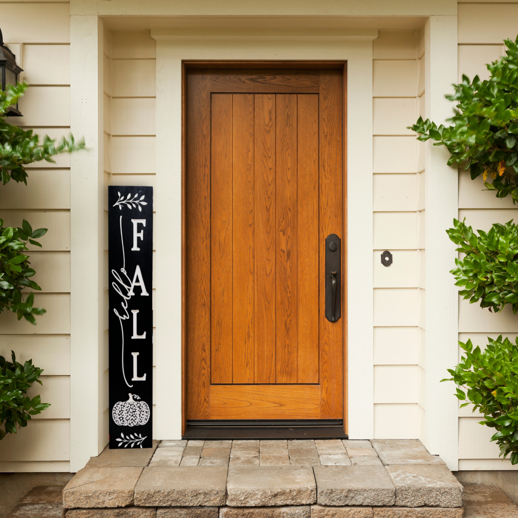 Front Porch Hello Fall Sign - Leopard Pumpkin Sign - Fall Decor - Customized carved wooden sign for home decor or gift.