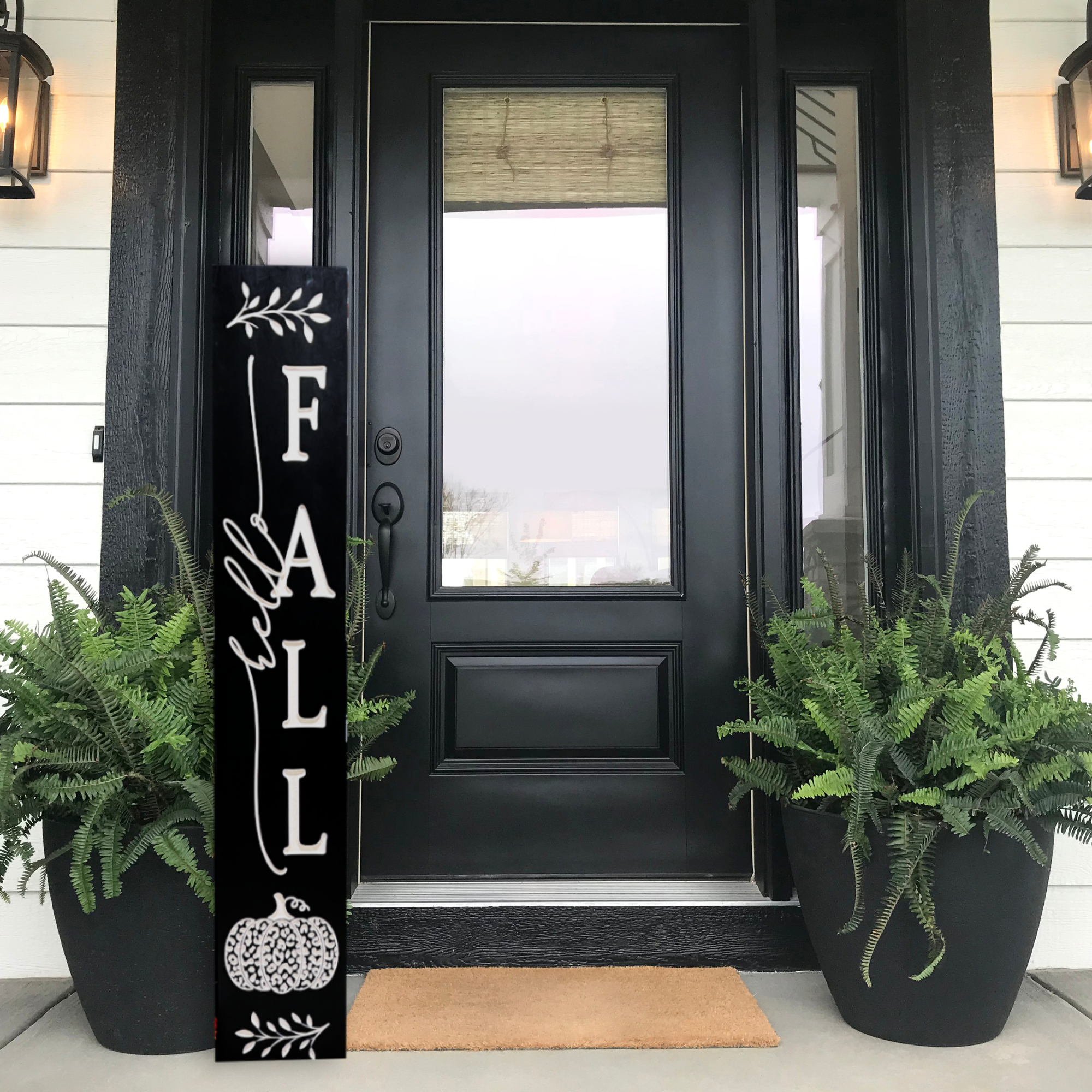 Front Porch Hello Fall Sign - Leopard Pumpkin Sign - Fall Decor - Customized carved wooden sign for home decor or gift.