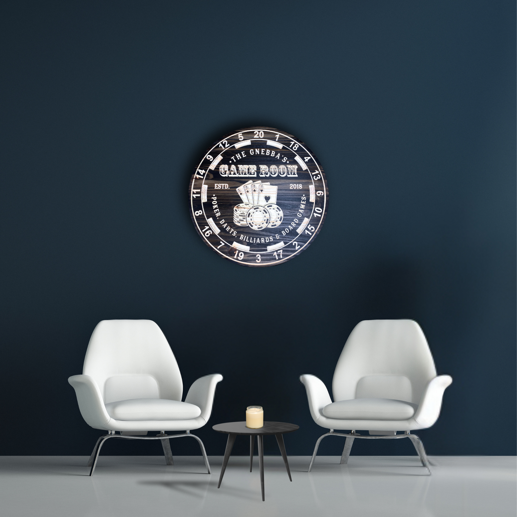 Dart Board Sign - Poker Sign - Game Room Sign - Customized carved wooden sign for home decor or gift.
