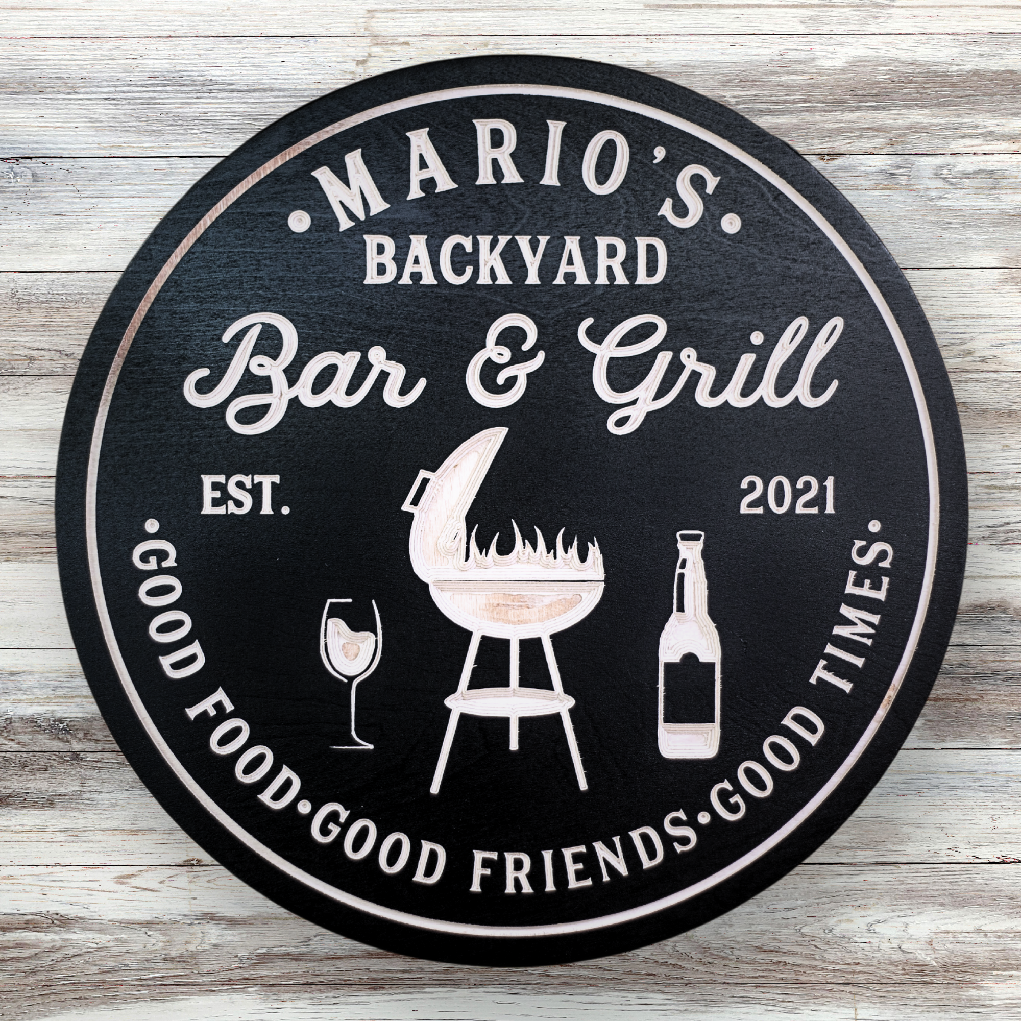 Grill Sign - Bar & Grill Sign - Customized carved wooden sign for home decor or gift.