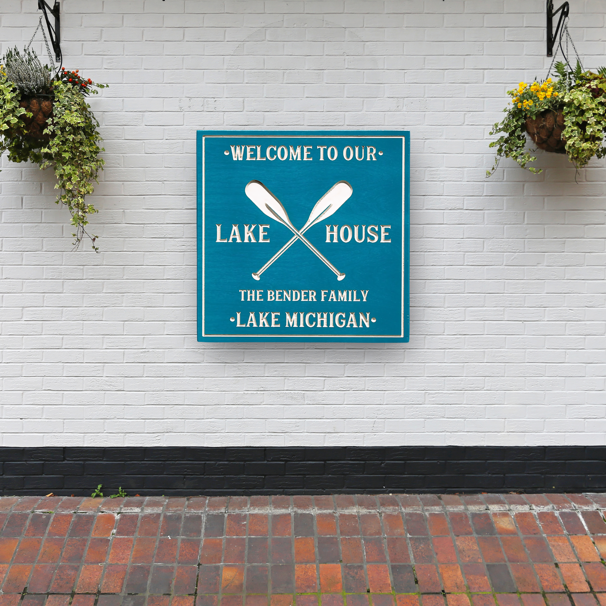 Lake House Sign - Kayak Sign - Oars Sign - Customized carved wooden sign for home decor or gift.