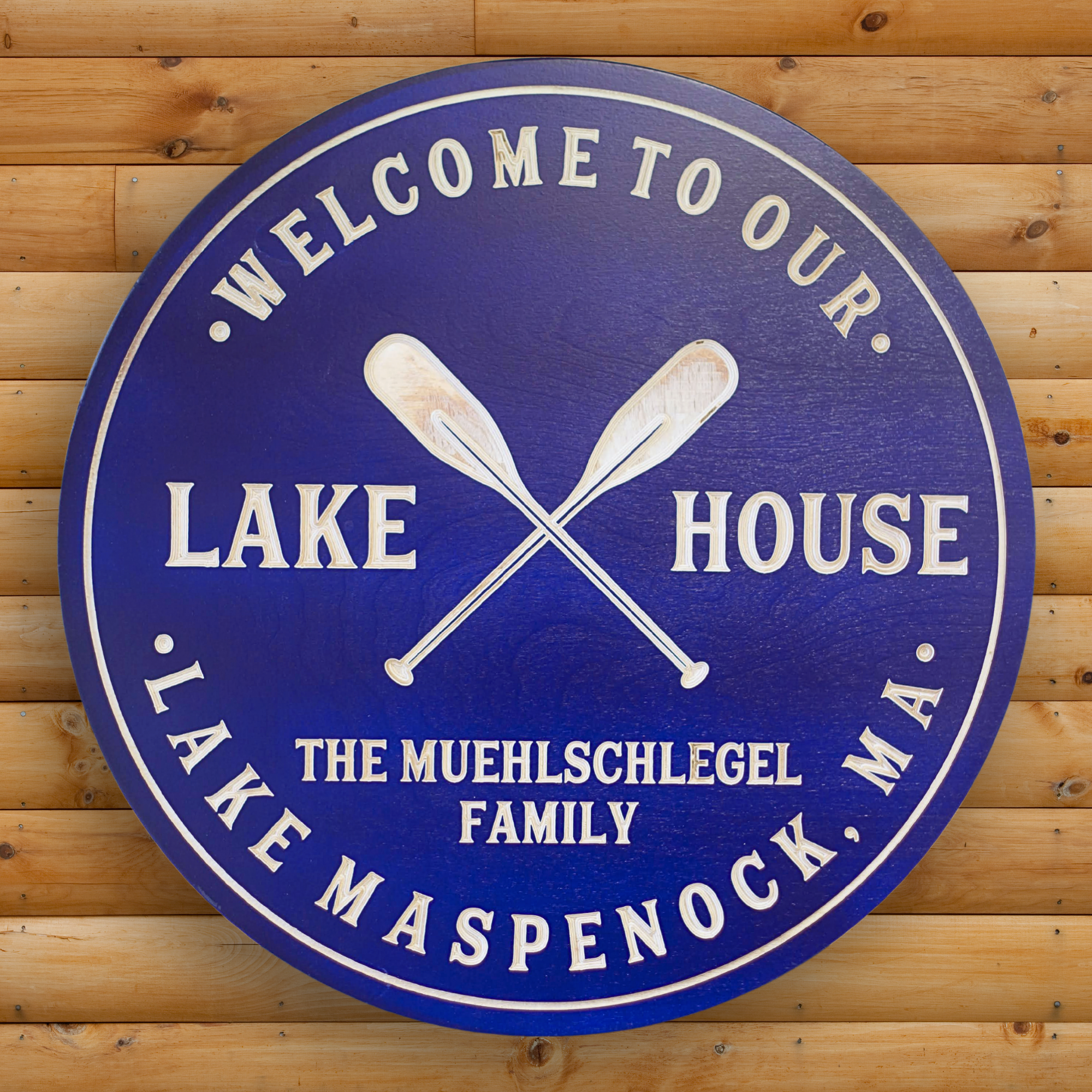 Lake House Sign - Kayak Sign - Oars Sign - Customized carved wooden sign for home decor or gift.