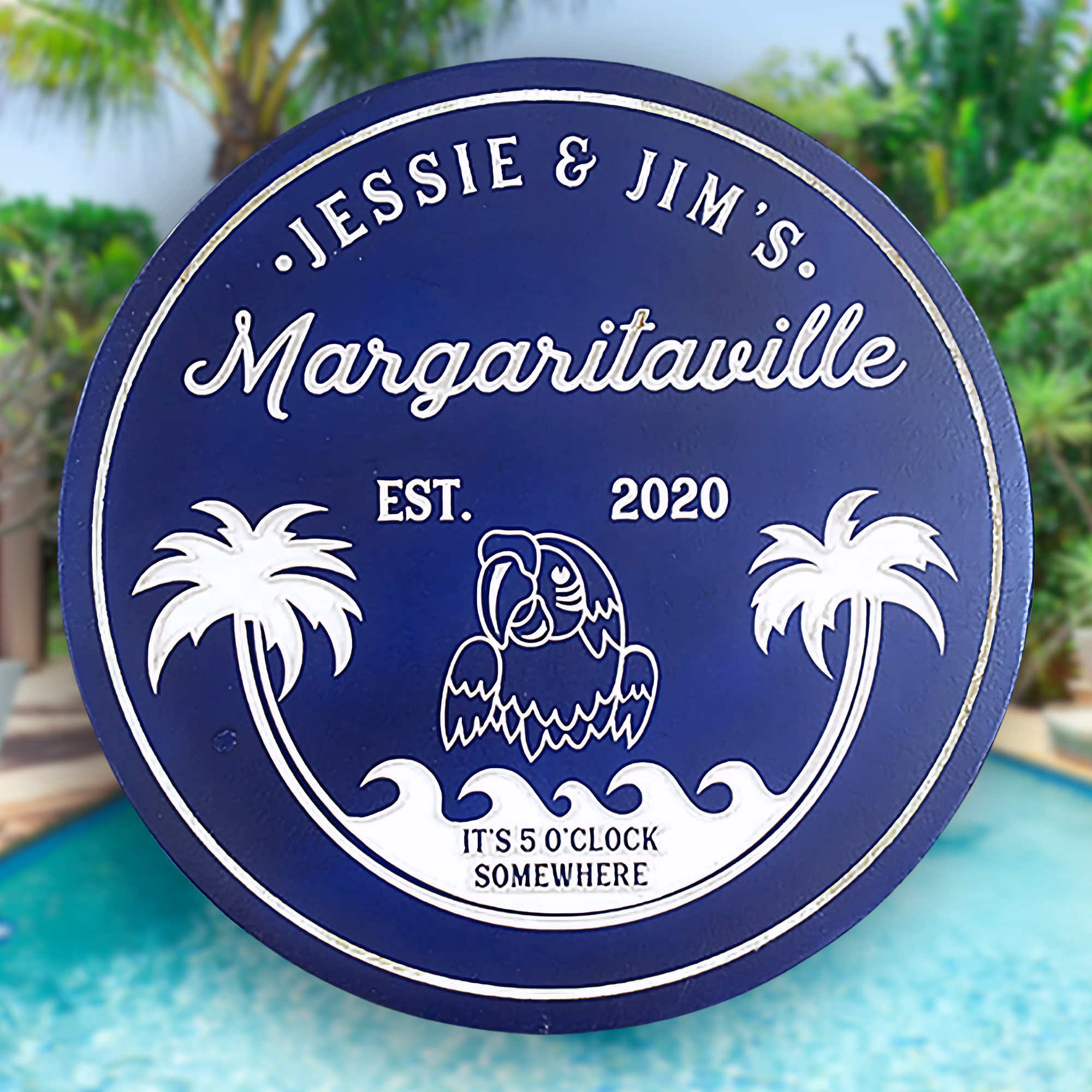 Parrot Margarita Sign - Pool Sign - Tiki Sign - Customized carved wooden sign for home decor or gift.