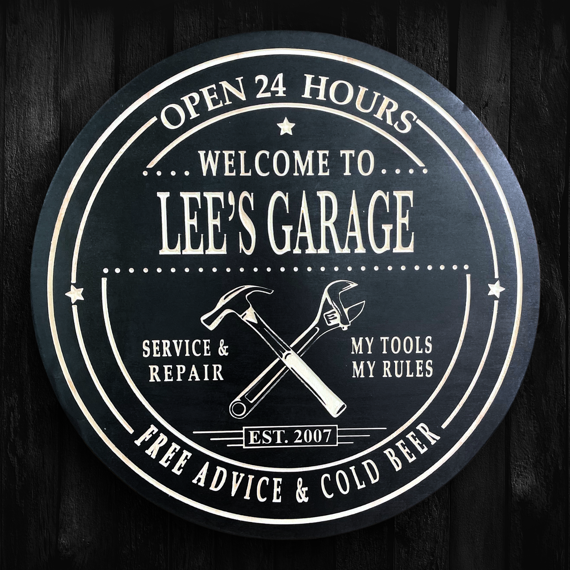 Garage Sign - Workshop Sign - Customized carved wooden sign for home decor or gift.