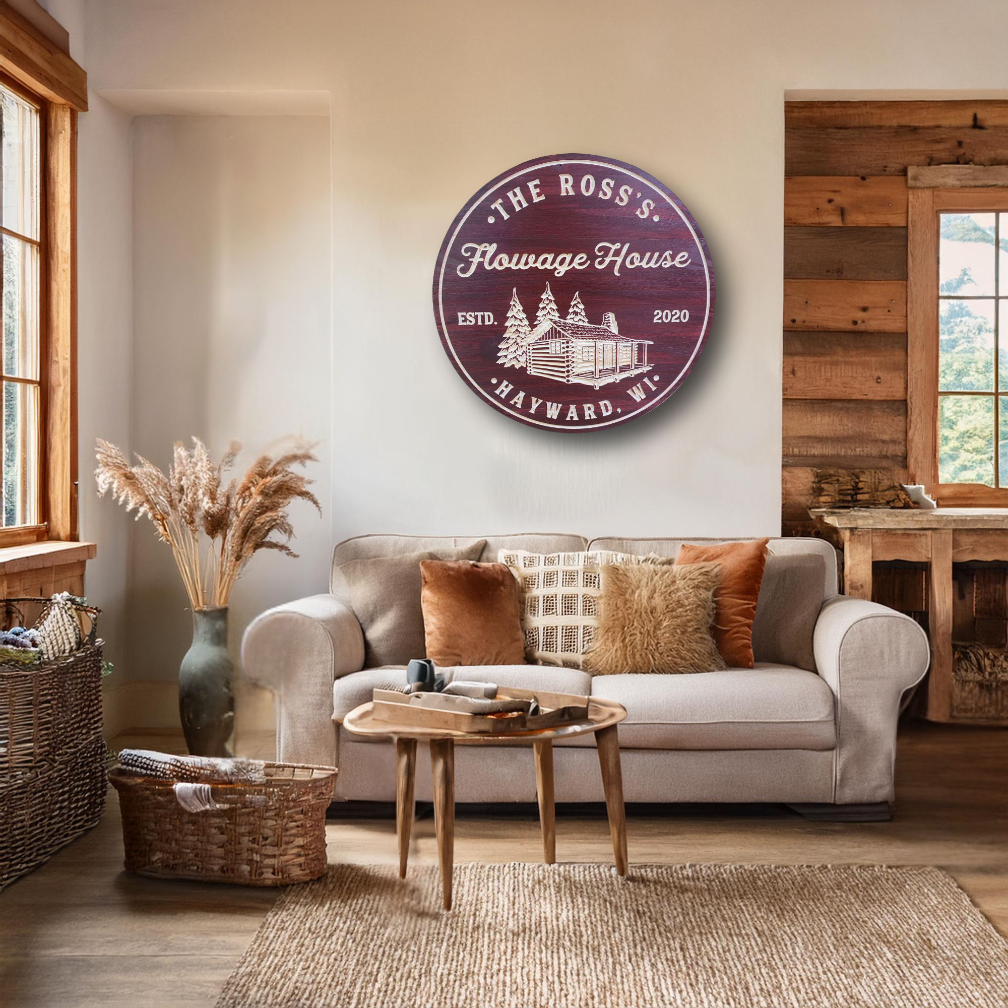 Cabin Camping Sign, Cabin in the Woods Sign - Customized carved wooden sign for home decor or gift.