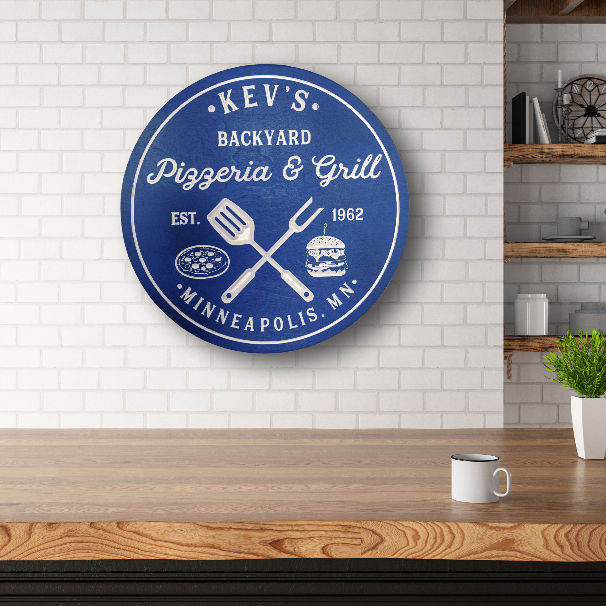 Pizzeria Grill Sign - Pizza Sign - Grill Sign - Burger Sign - Customized carved wooden sign for home decor or gift.