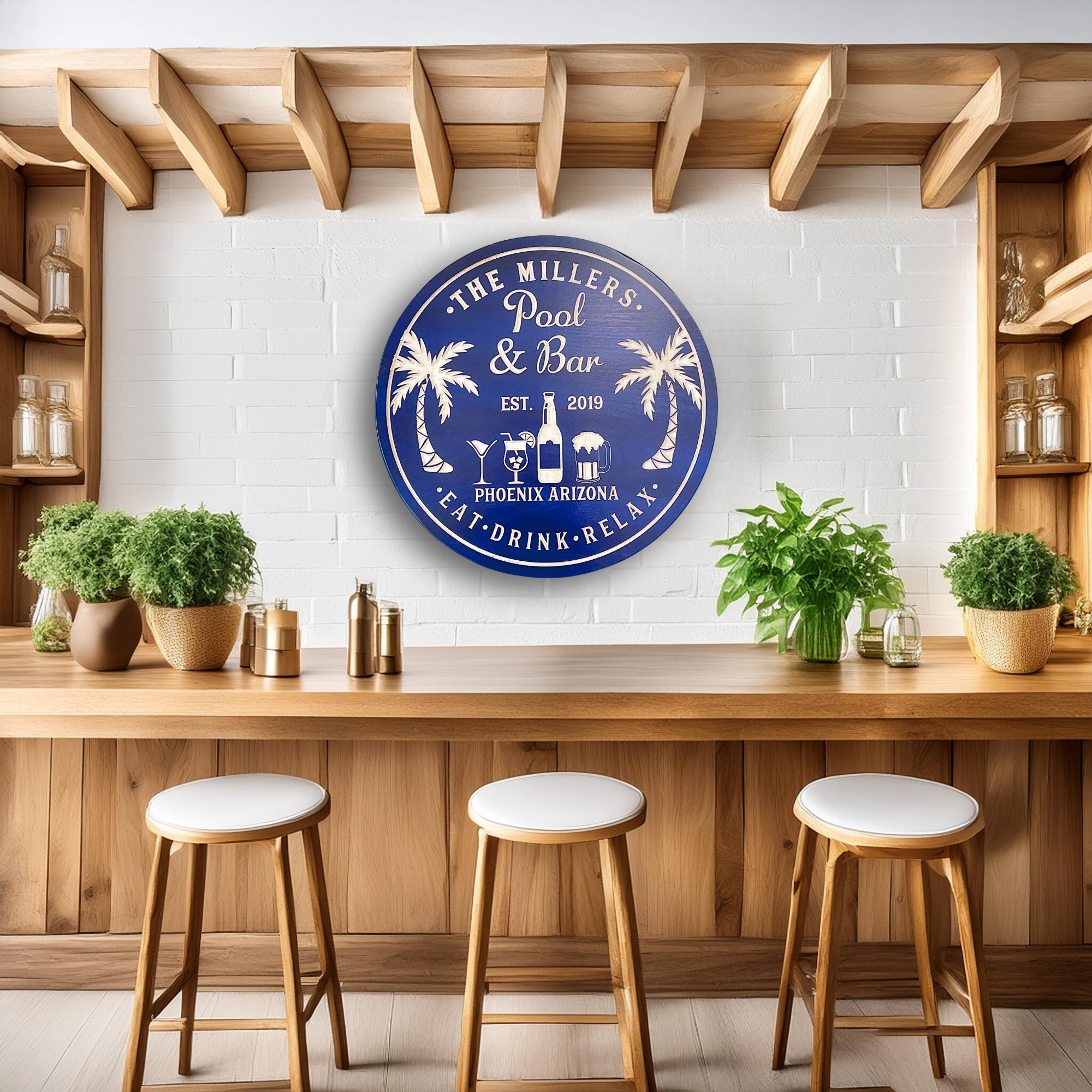 Pool Bar Sign - Pool Drinks Sign - Tiki Sign - Pool Bar - Tiki Bar - Customized carved wooden sign for home decor or gift.