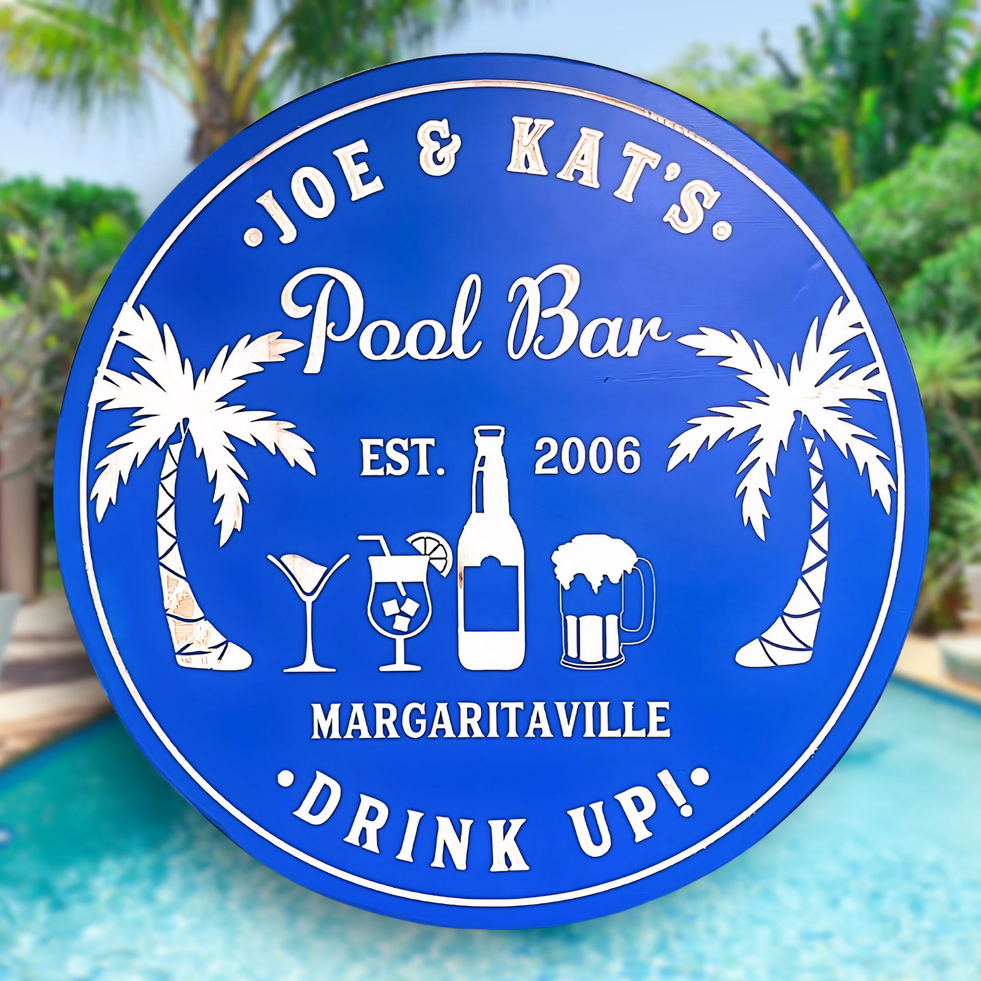 Pool Bar Sign - Pool Drinks Sign - Tiki Sign - Pool Bar - Tiki Bar - Customized carved wooden sign for home decor or gift.
