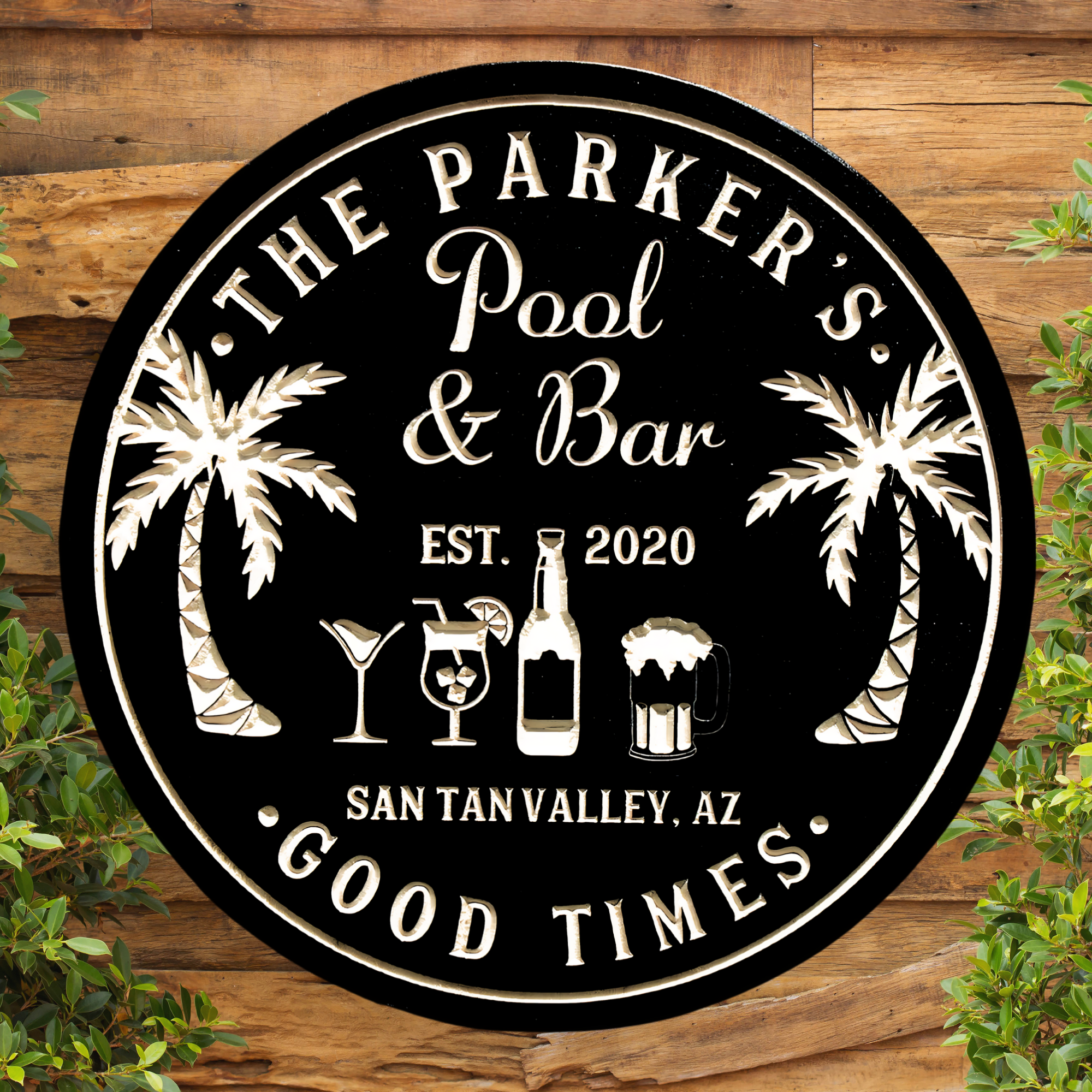 Pool Bar Sign - Pool Drinks Sign - Tiki Sign - Pool Bar - Tiki Bar - Customized carved wooden sign for home decor or gift.