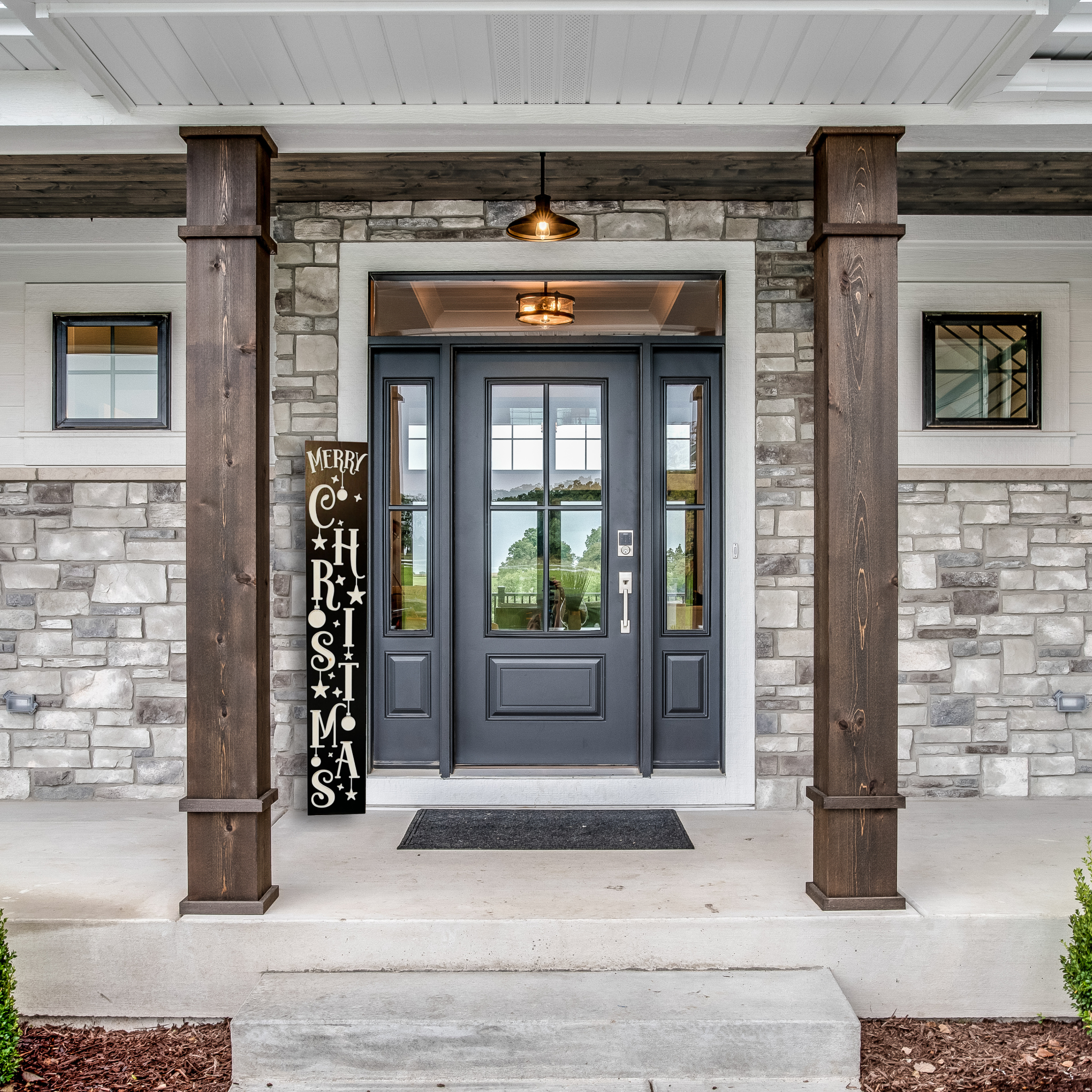 Front Porch Merry Christmas Sign - Christmas Decor - Customized carved wooden sign for home decor or gift.