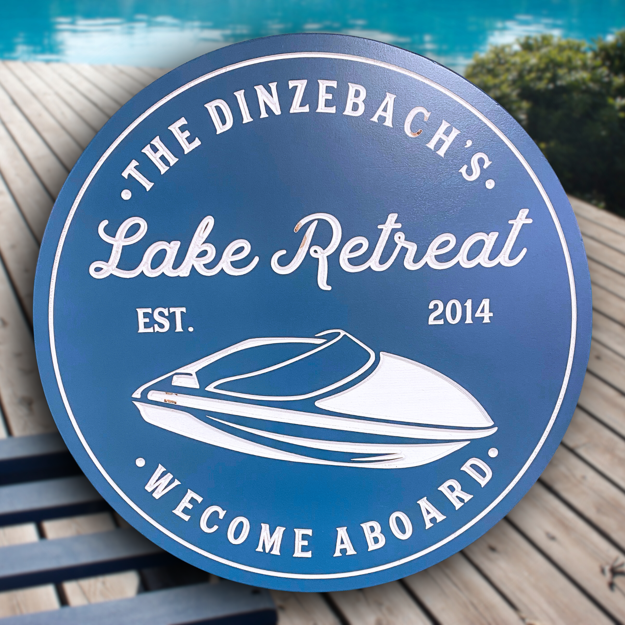 Speed Boat Sign - Boating Sign - Lake Sign - Customized carved wooden sign for home decor or gift.