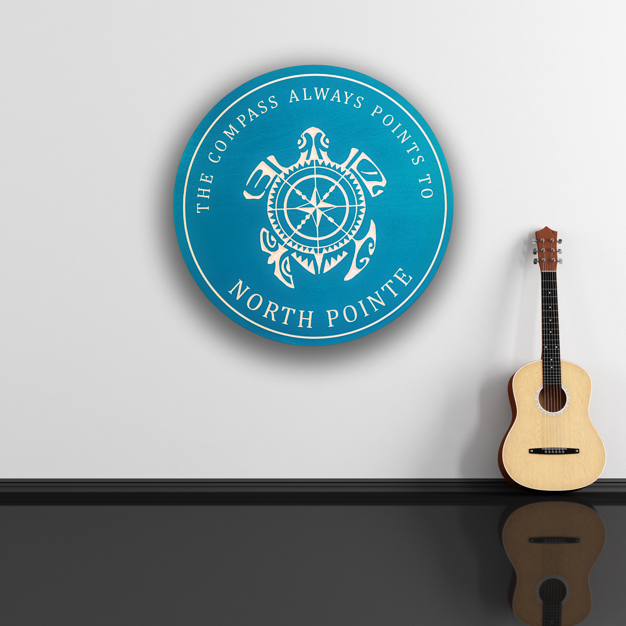The Compass Always Points to Terrapin Sign - Customized carved wooden sign for home decor or gift.