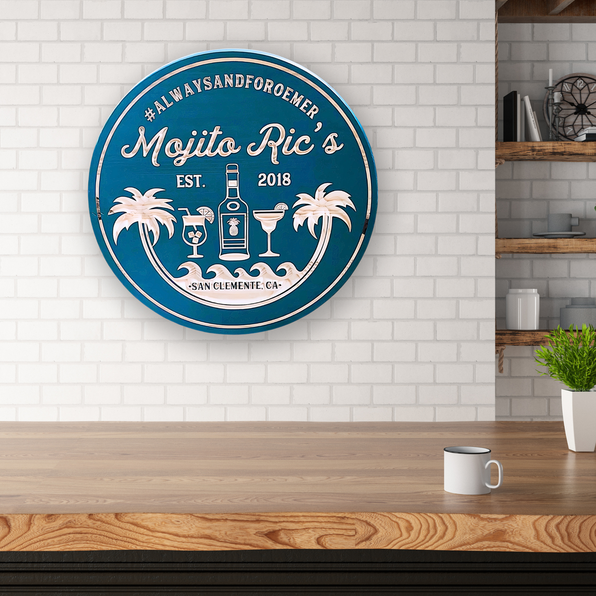 Tiki Bar Sign - Pool Bar Sign - Tiki Drinks & Palm Trees - Customized carved wooden sign for home decor or gift.