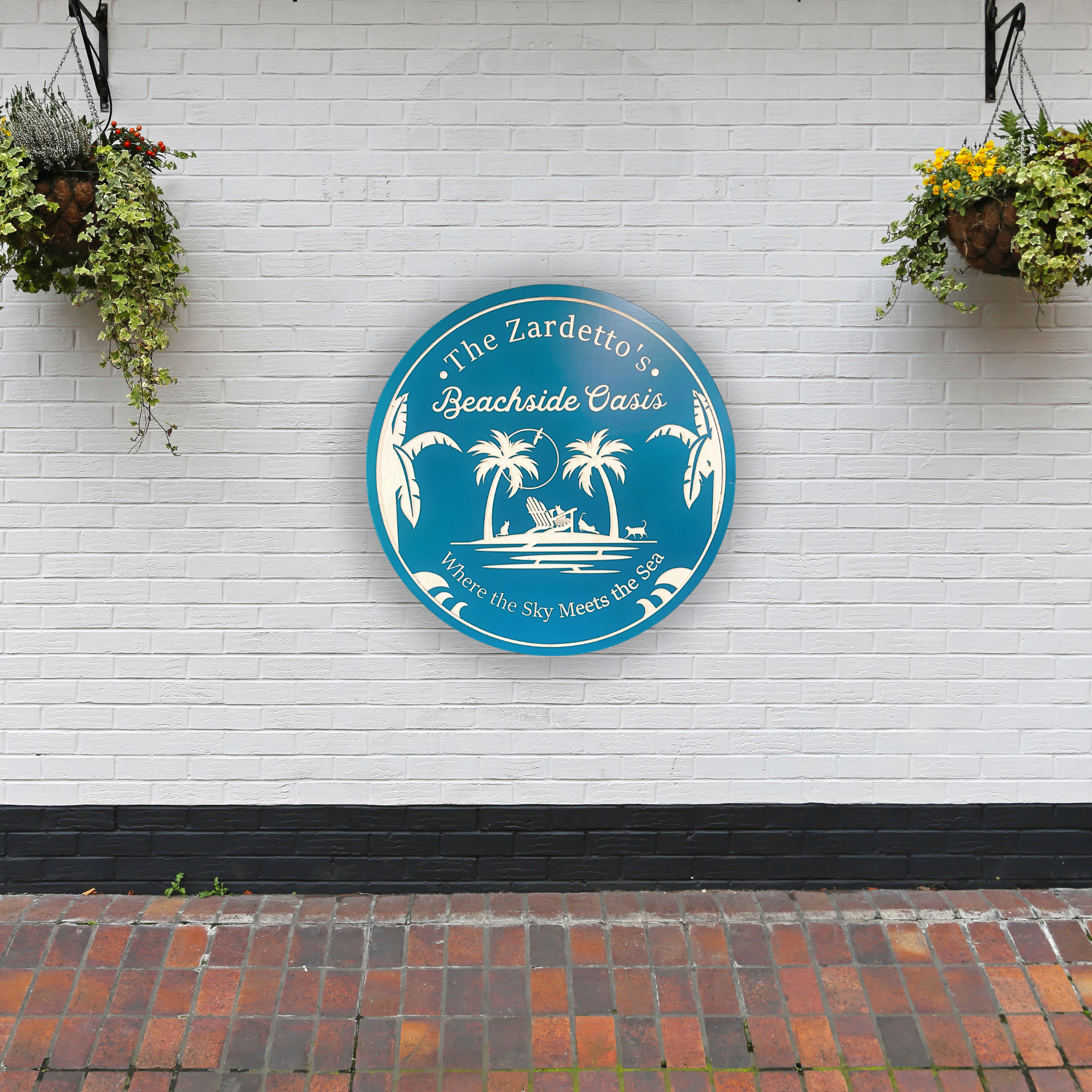 Palm Beach Sign - Beachside Oasis Sign - Pool Sign - Tiki Sign - Pams Trees Sign - Customized carved wooden sign for home decor or gift.